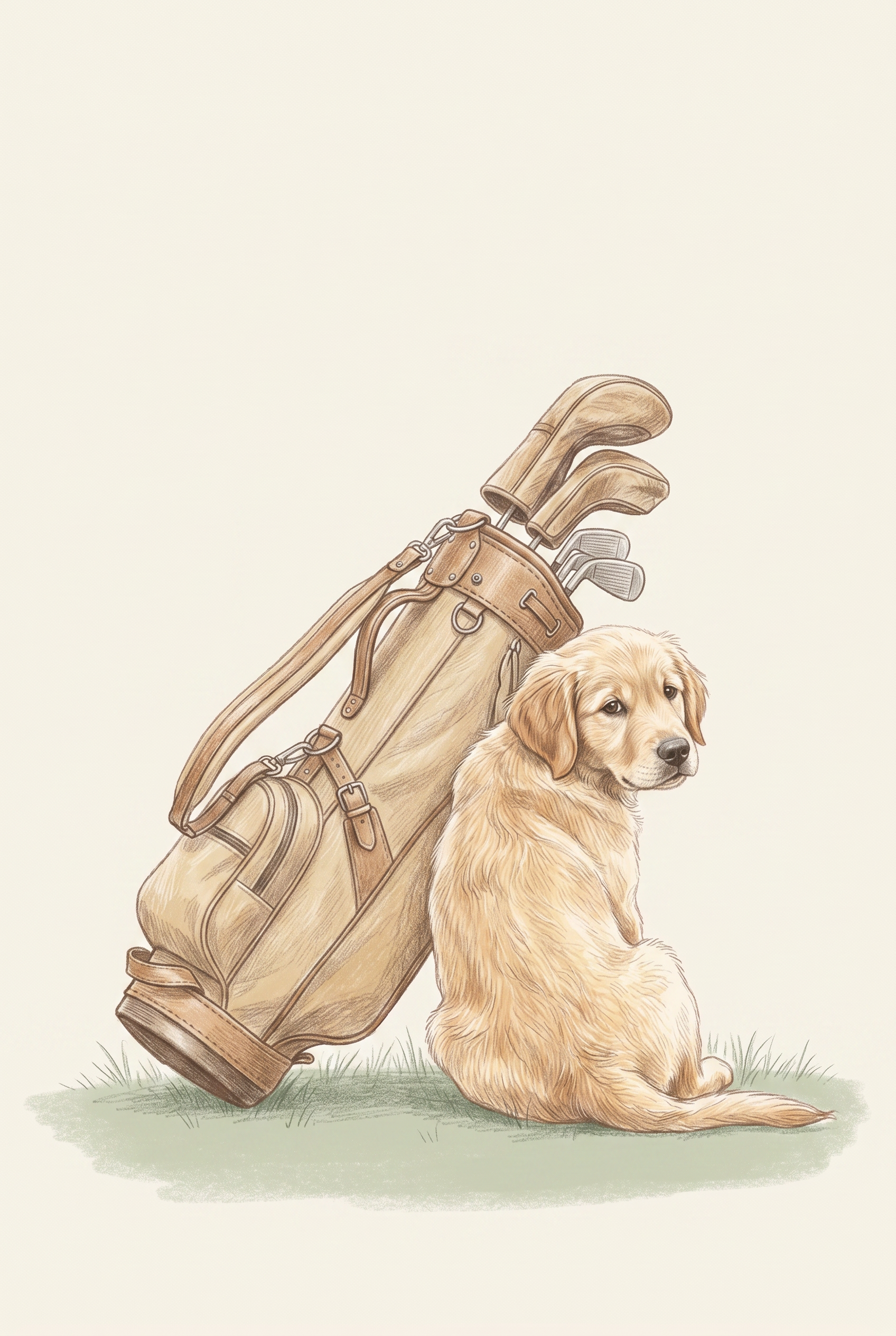Golf Bag Golden Retriever Dog Wall Art - Golden Golf Buddy