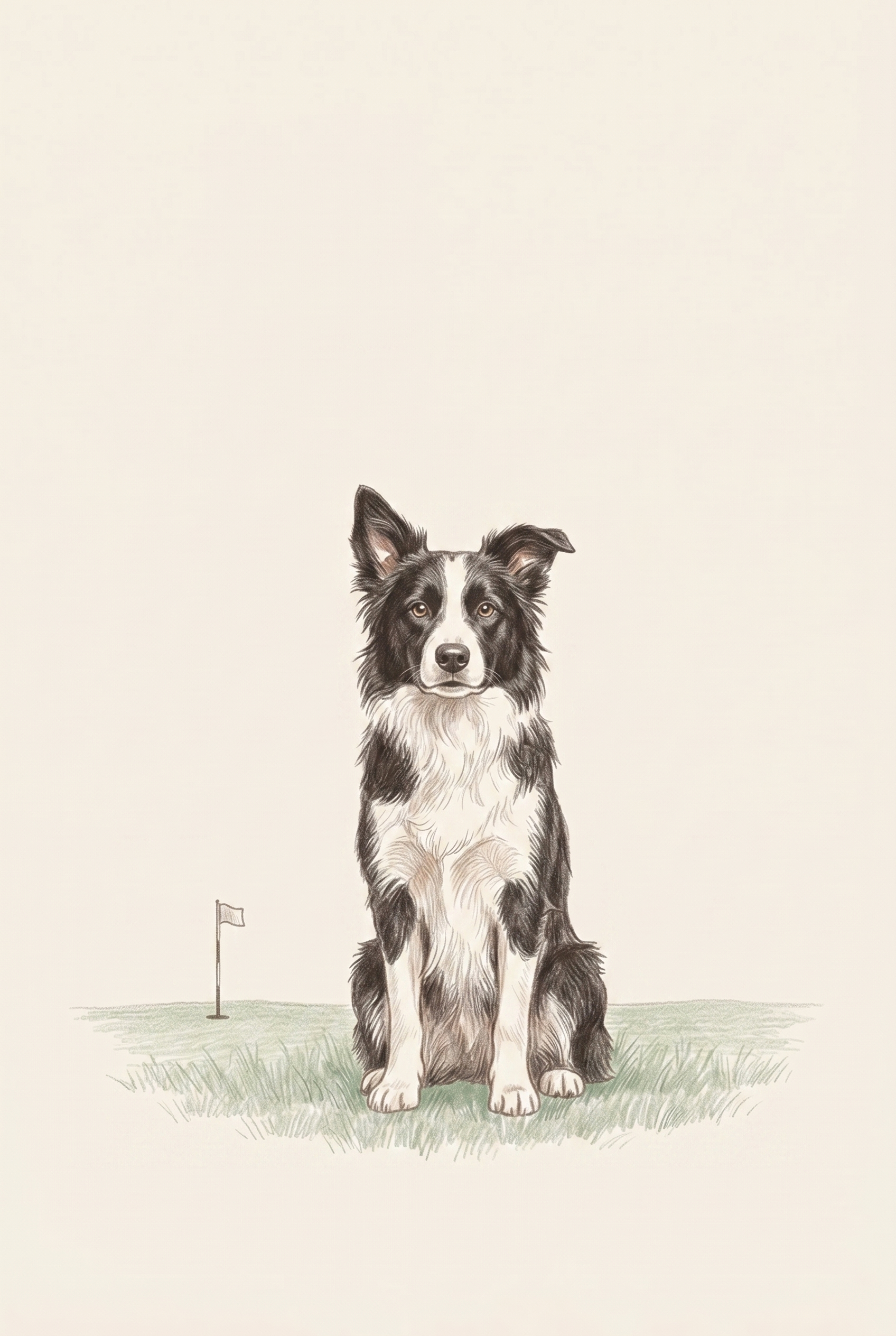 Golf Green Border Collie Dog Wall Art - Fairway Furry Friend