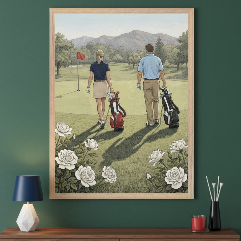 Rose Course - Golf Framed Wall Art for Living Room, Bedroom or Office