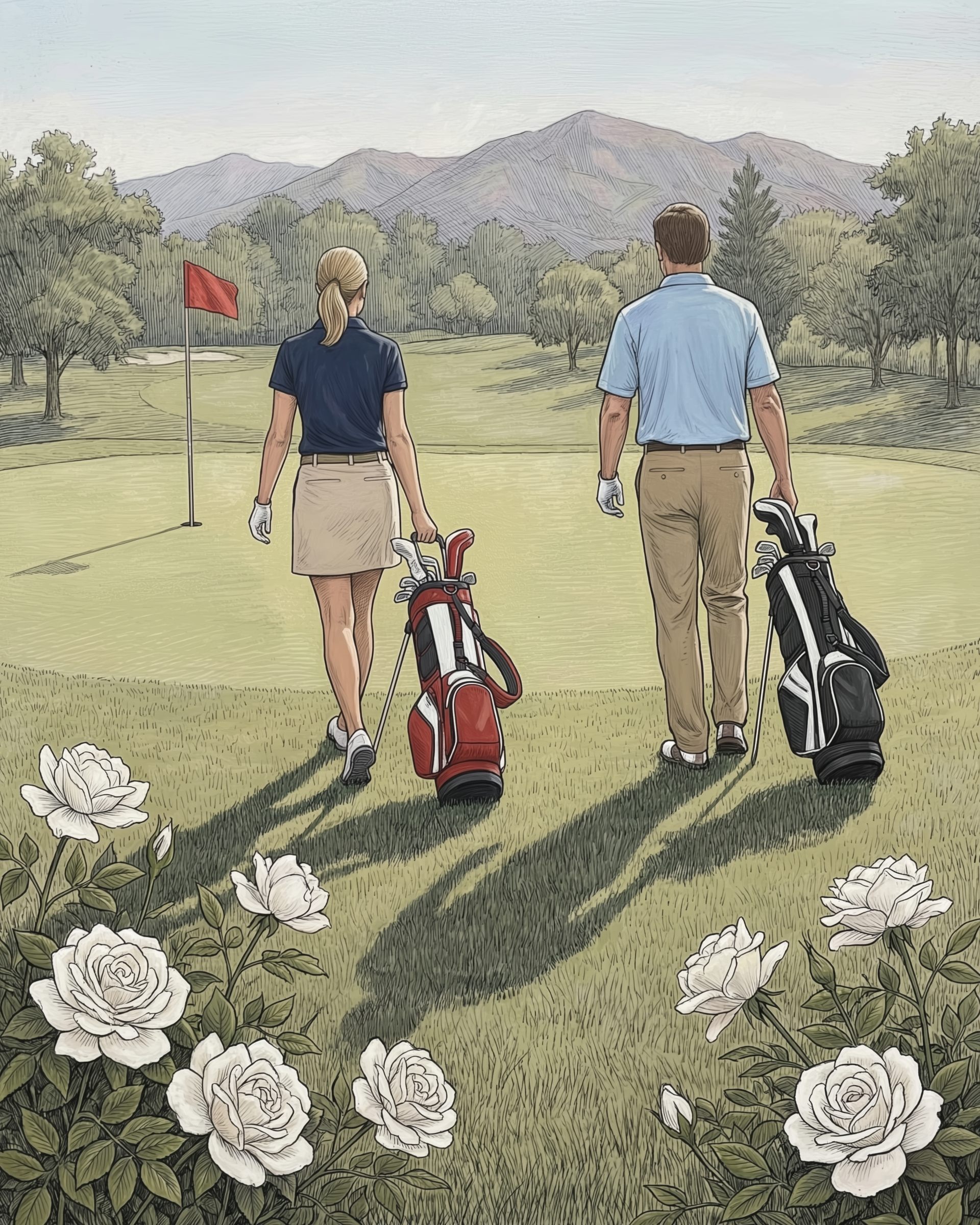 Rose Course - Golf Framed Wall Art for Living Room, Bedroom or Office
