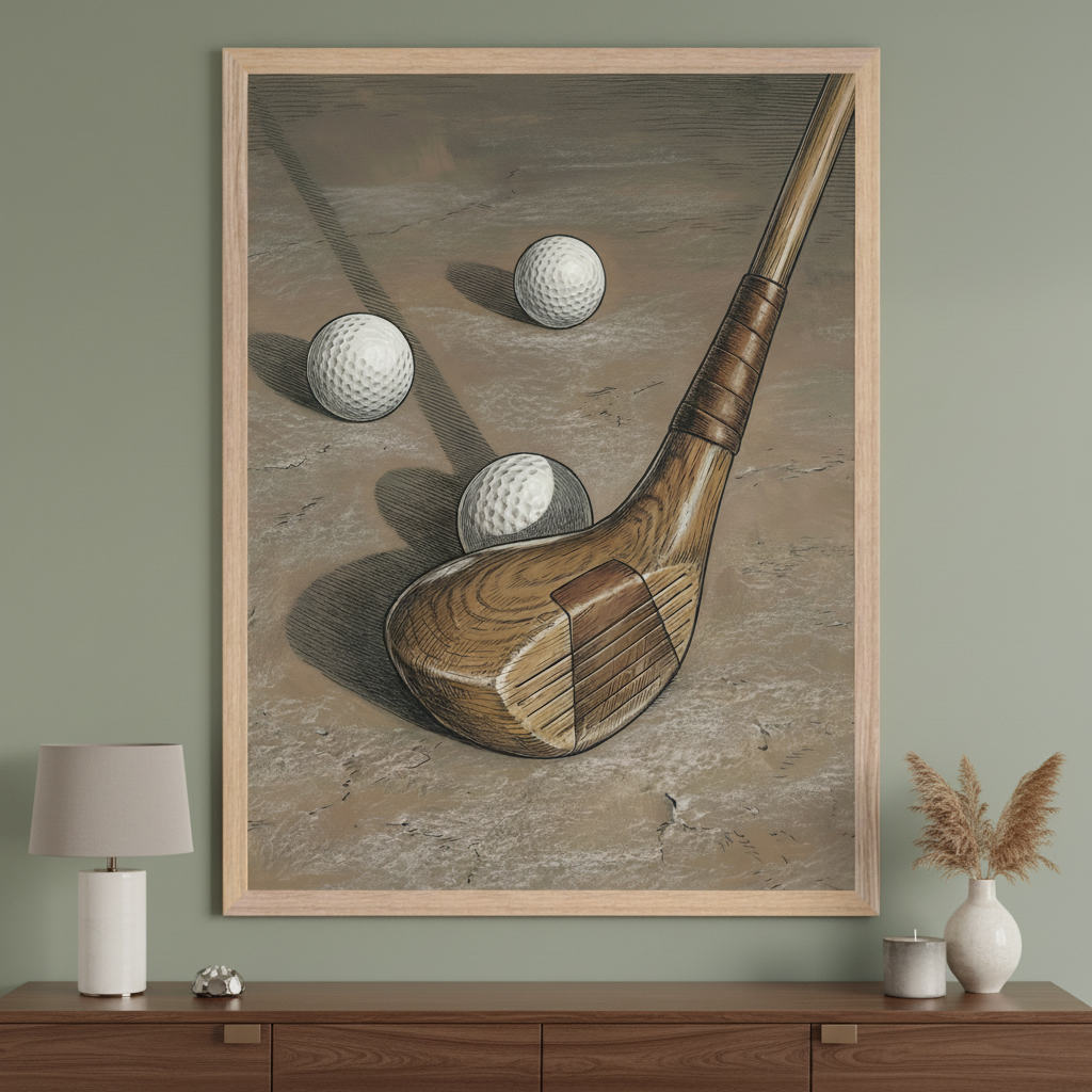 Shadowed Play - Golf Framed Wall Art for Living Room, Bedroom or Office