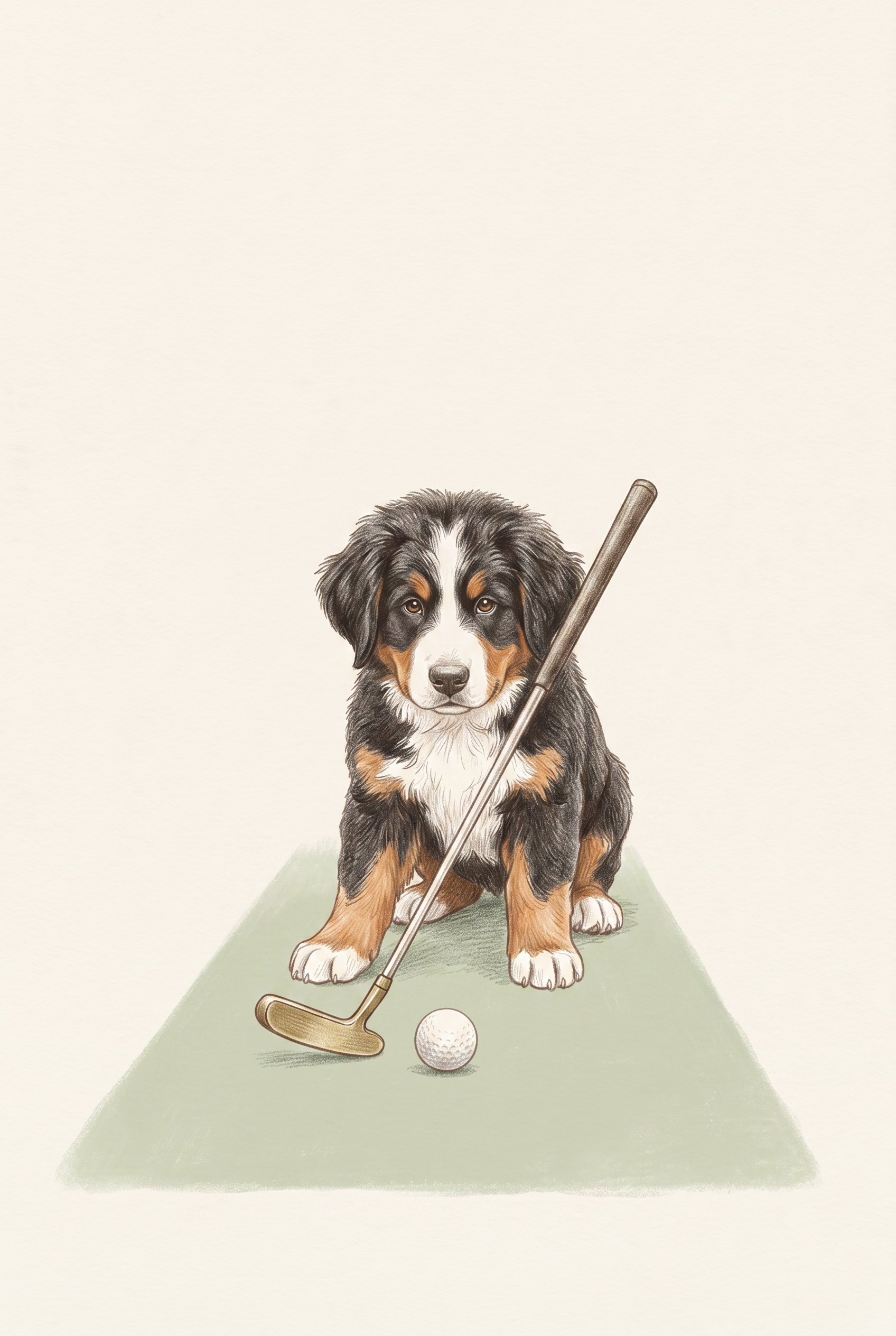 Golfing Bernese Mountain Dog Wall Art - Little Putter Pup