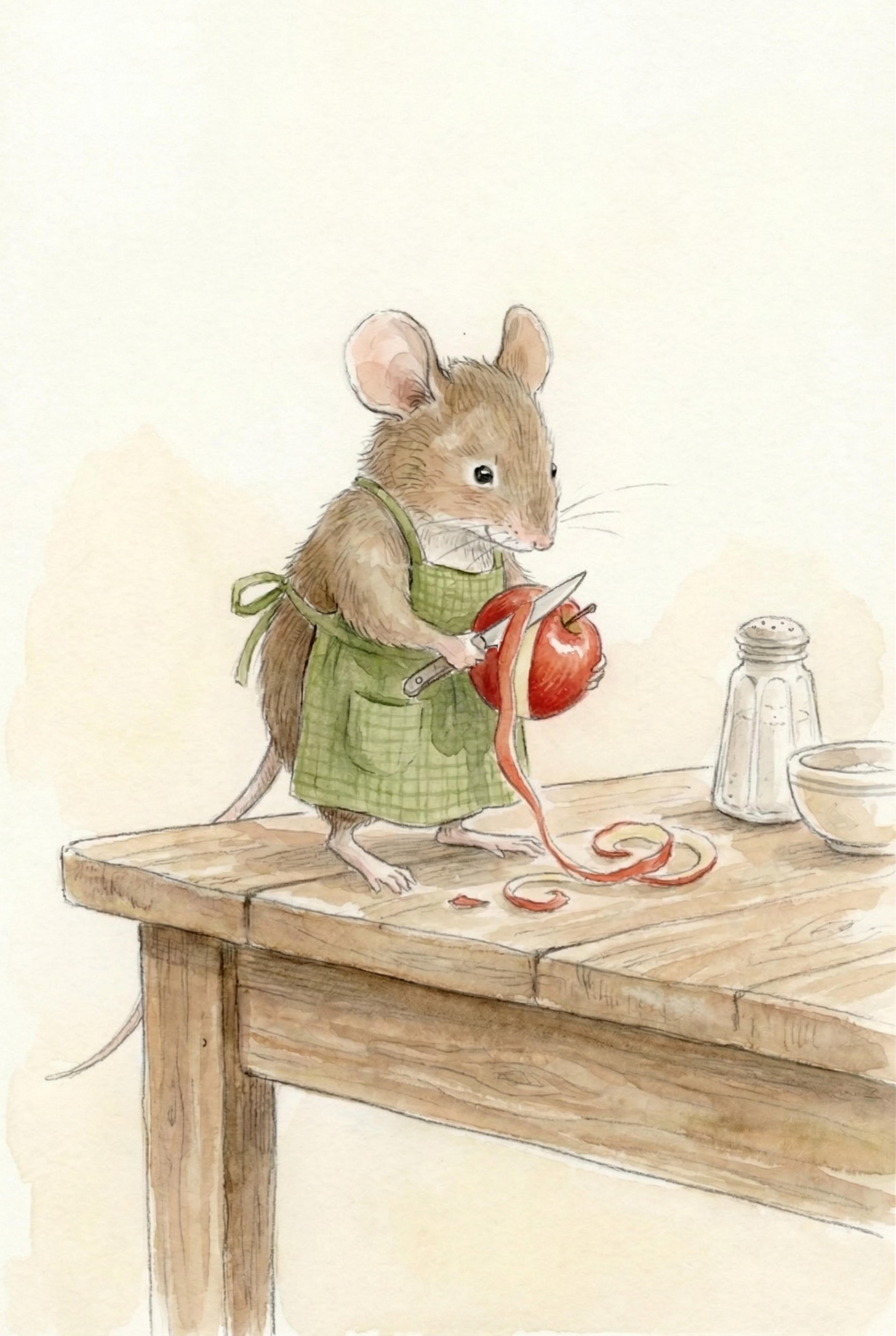 Green Apron Mouse Wall Art - Tiny Apple Chef