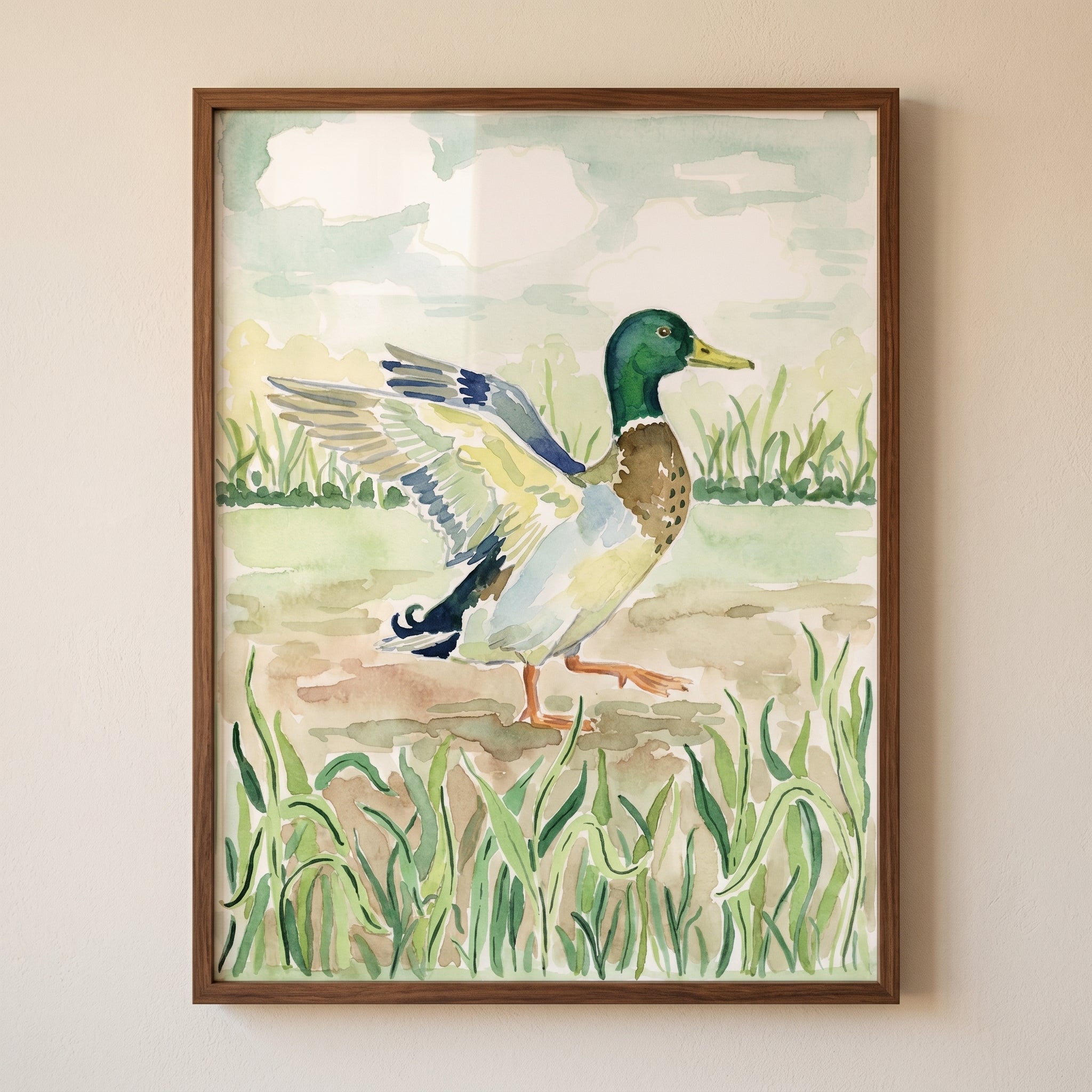 Green Head Mallard Duck Wall Art - Wild Wings Spread