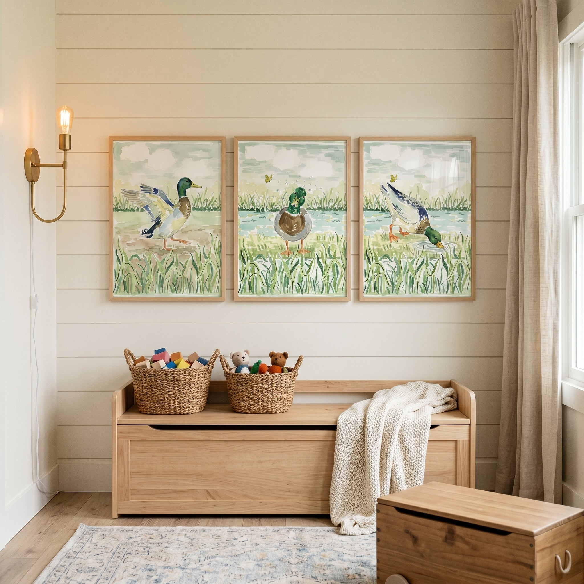 Green Head Mallard Wall Art Set of 3 - Mallard Trio