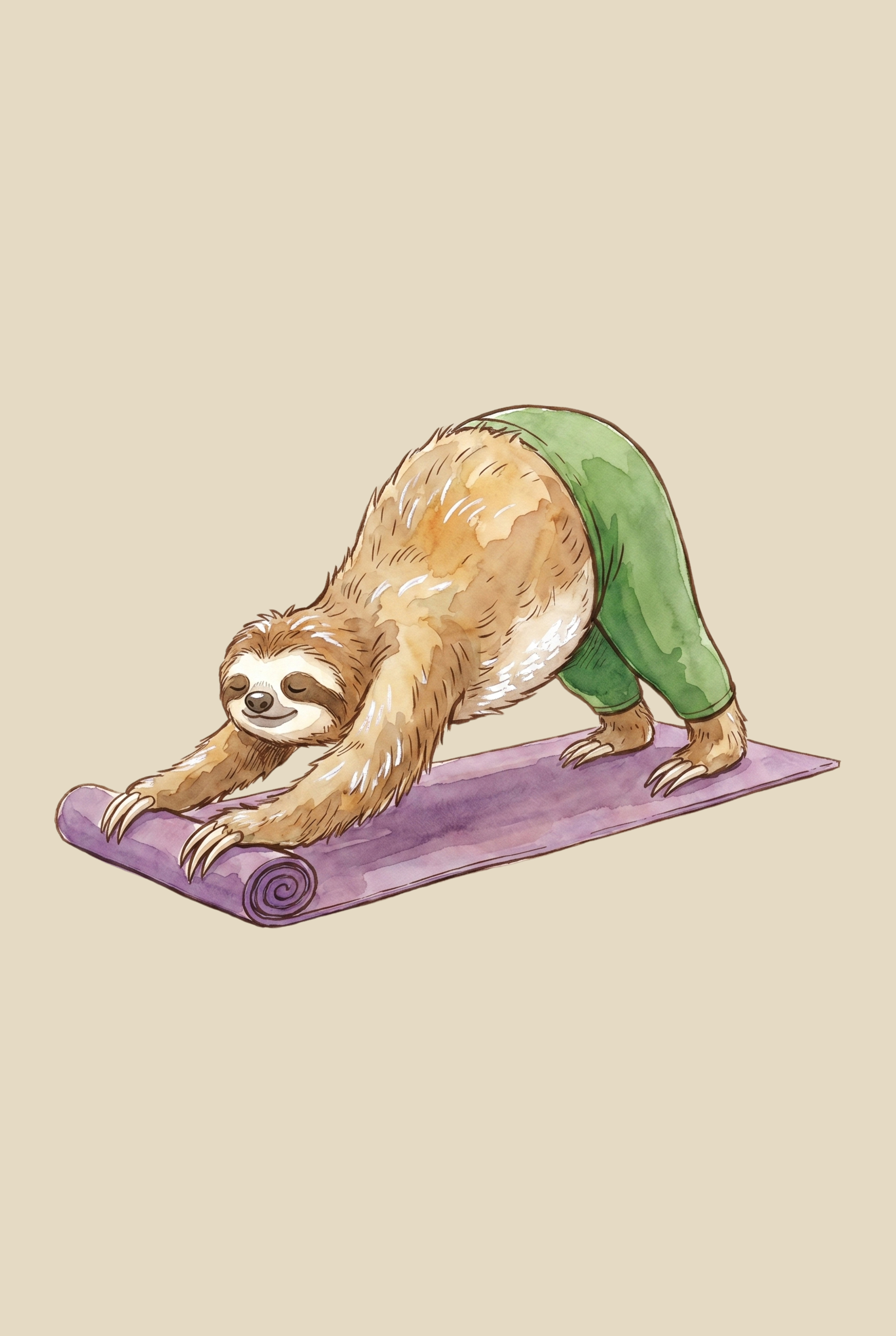 Green Leggings Yoga Sloth Wall Art - Zen Sloth Stretch