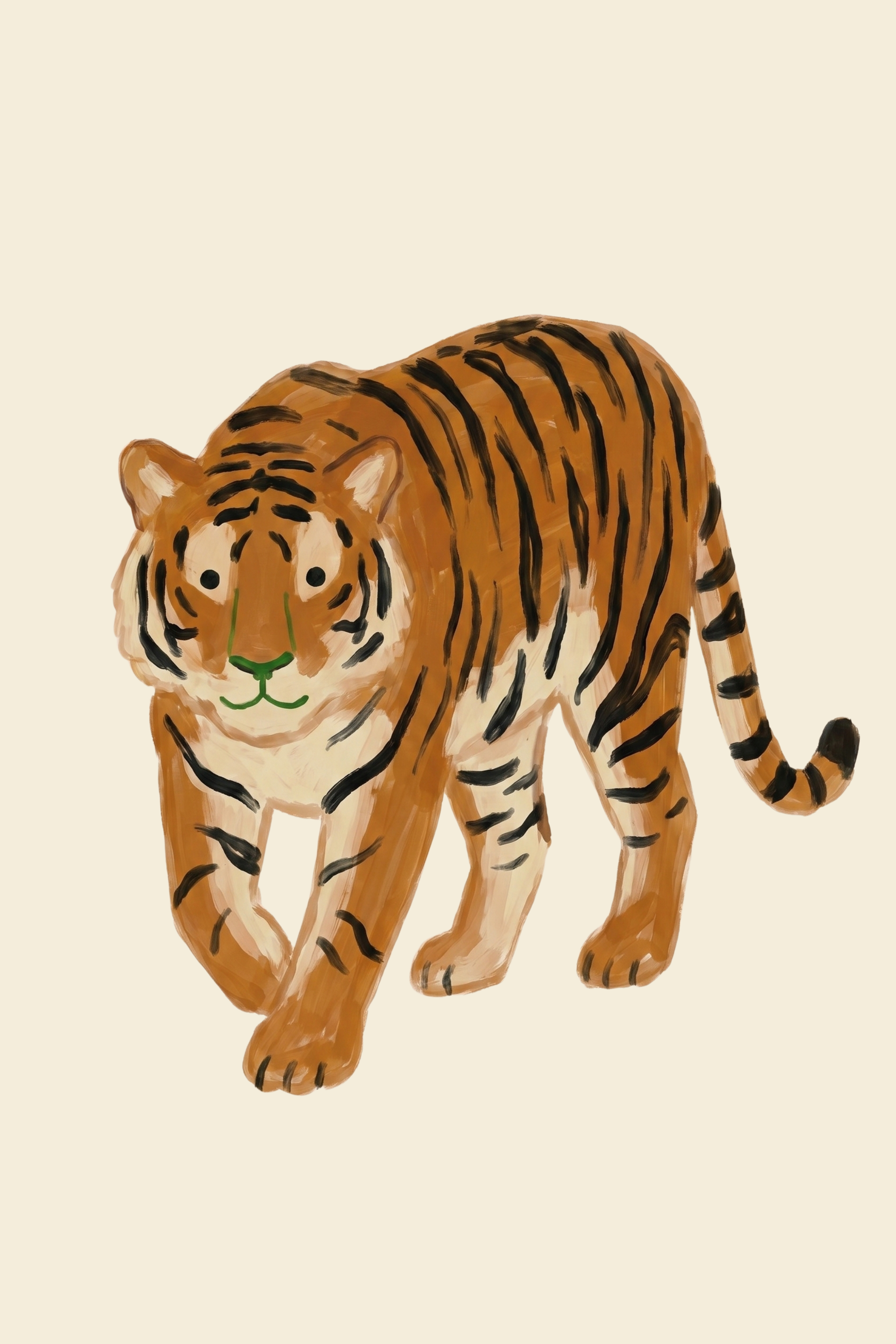 Green Nose Orange Tiger Wall Art - Golden Jungle Prowler