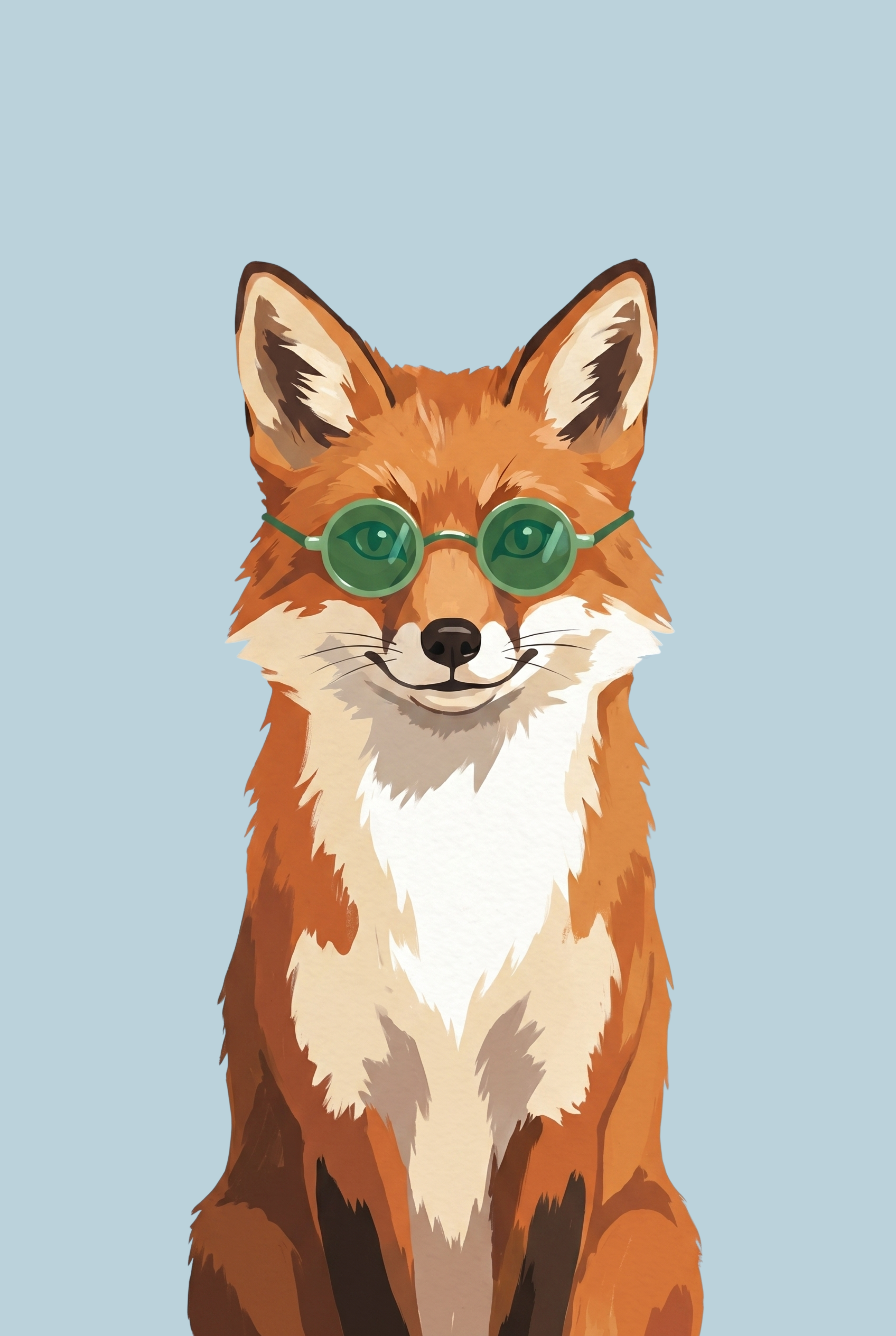 Green Sunglasses Red Fox Wall Art - Clever Spectacled Fox