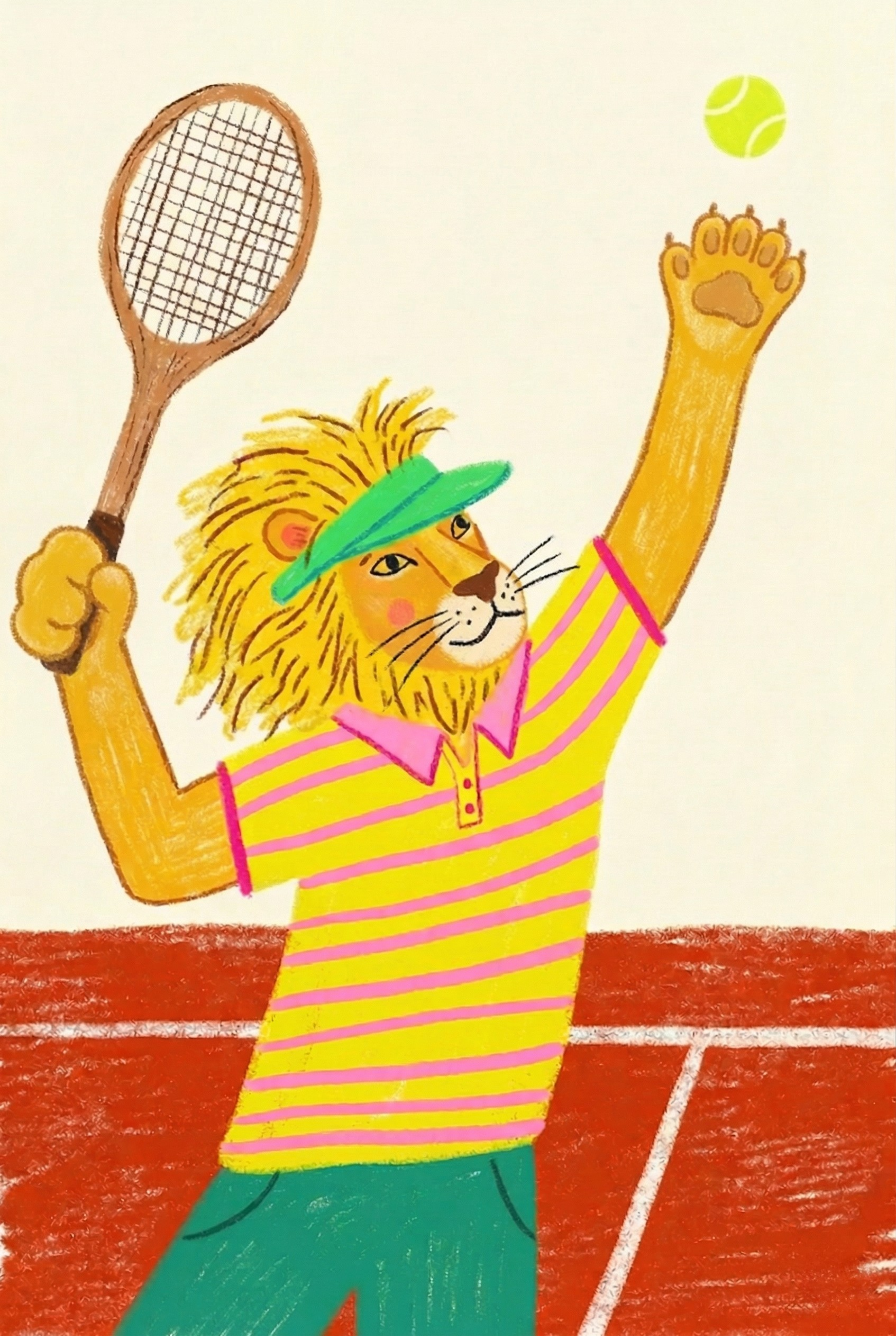 Green Visor Athletic Lion Wall Art - Tennis Mane Star