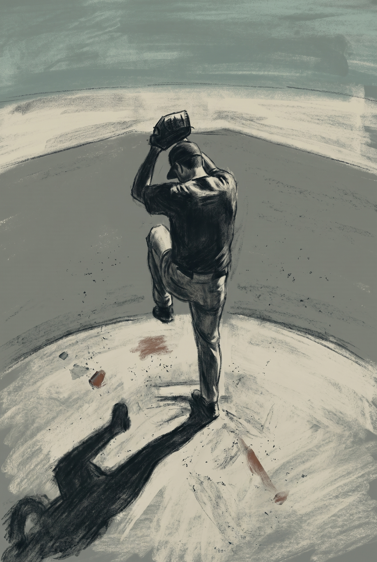 Grey Baseball Pitcher Sports Wall Art - The Silent Pitch
