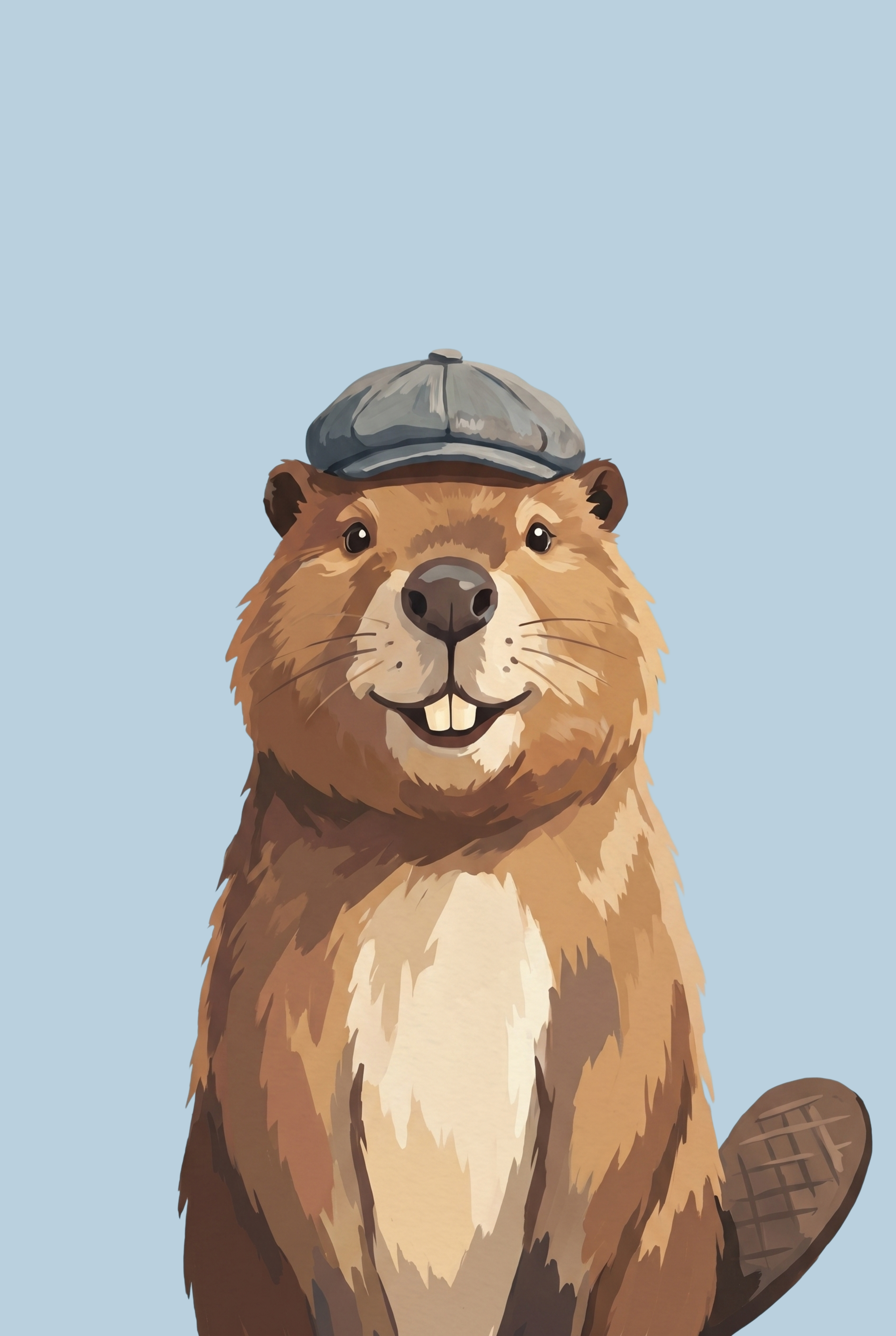 Grey Newsboy Cap Beaver Wall Art - The Dapper Beaver