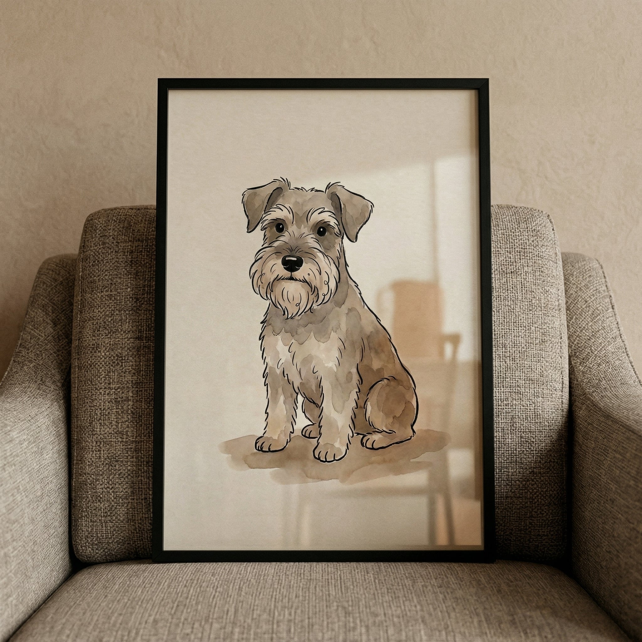 Grey Salt Pepper Schnauzer Wall Art - Wise Bearded Pup