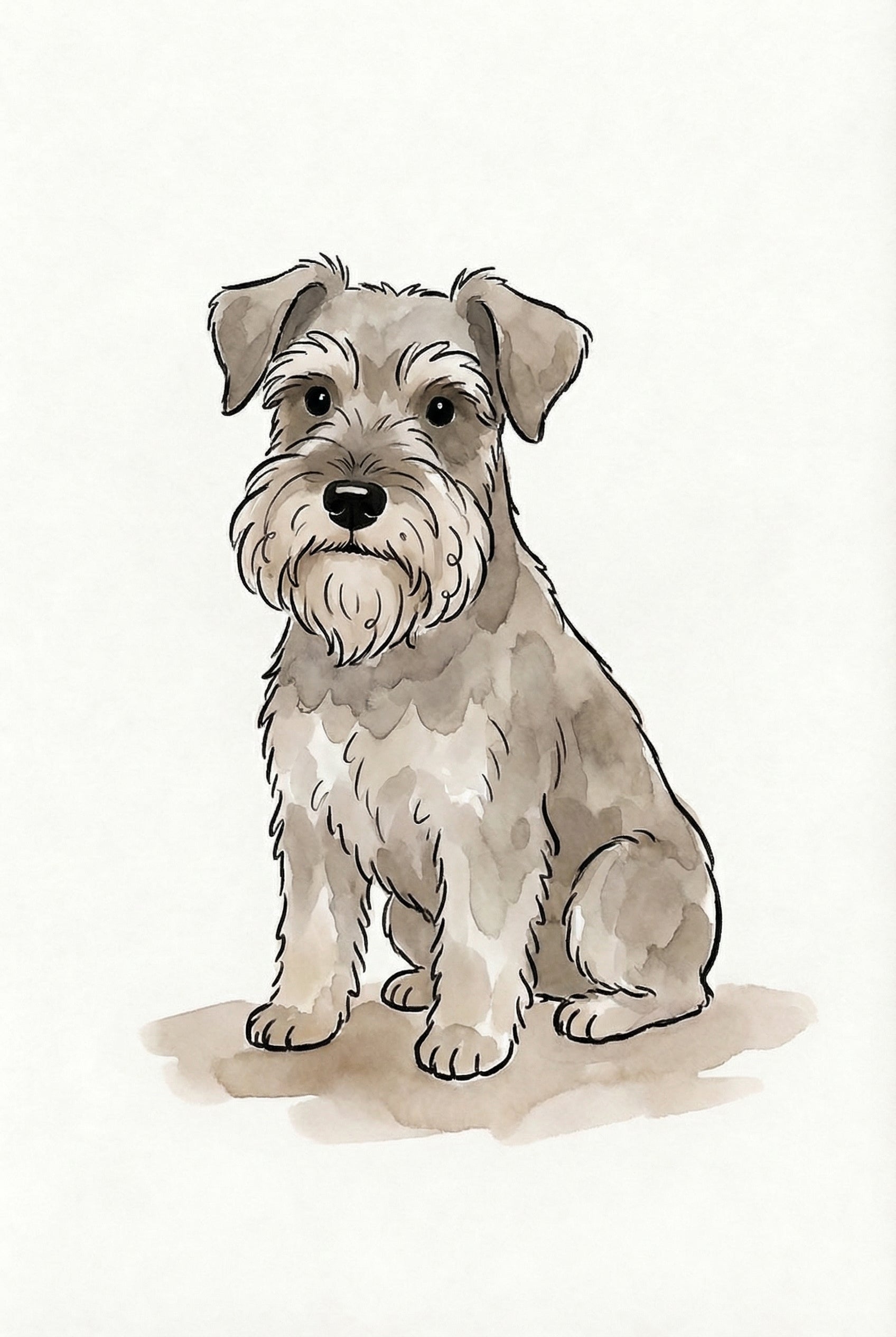 Grey Salt Pepper Schnauzer Wall Art - Wise Bearded Pup