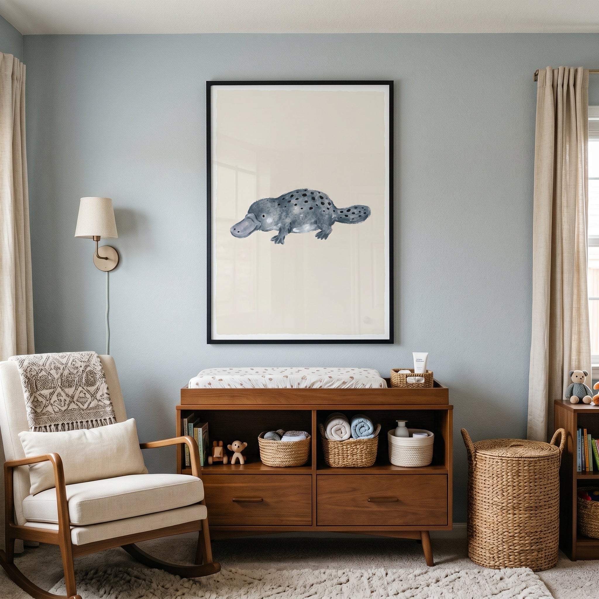 Grey Spotted Platypus Wall Art - Spotted Water Platypus