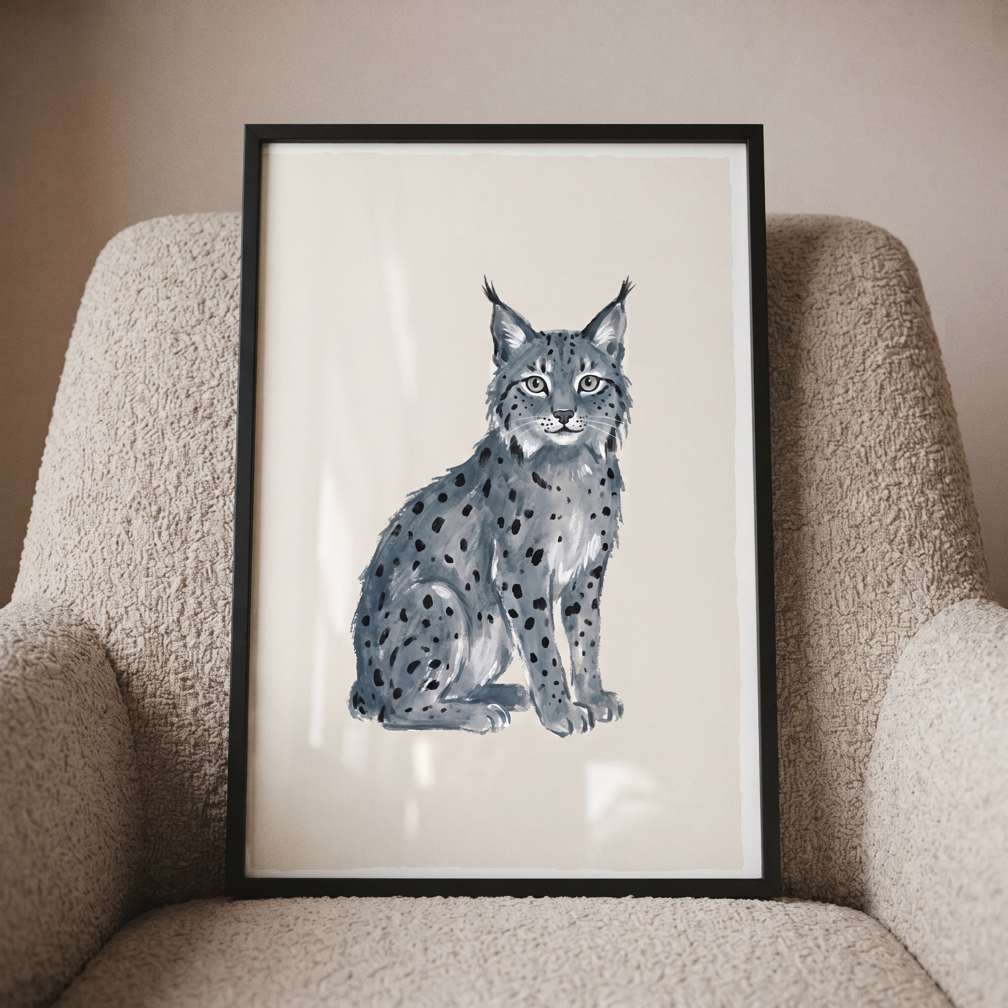 Grey Tufted Ear Lynx Artwork - Spotted Forest Lynx