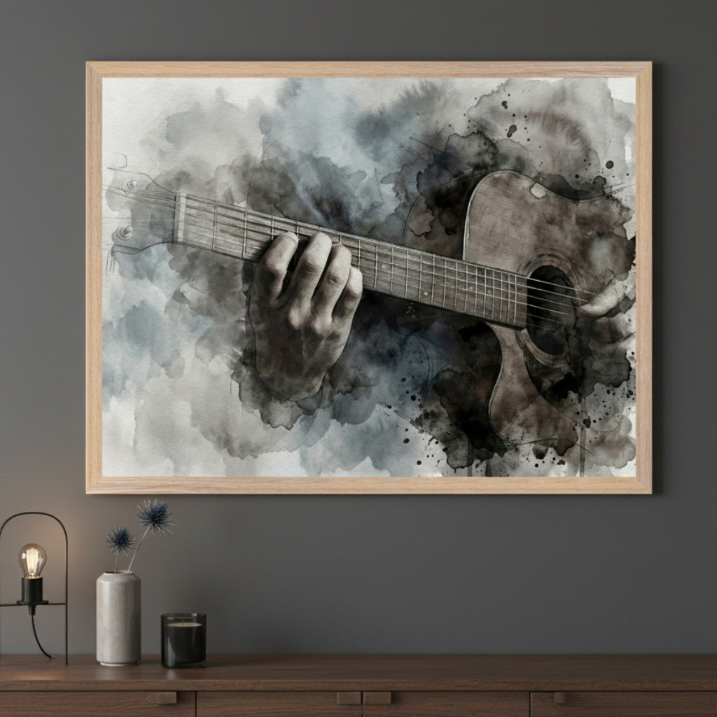 Fretted Artistry - Guitar Framed Wall Art for Living Room, Bedroom or Office