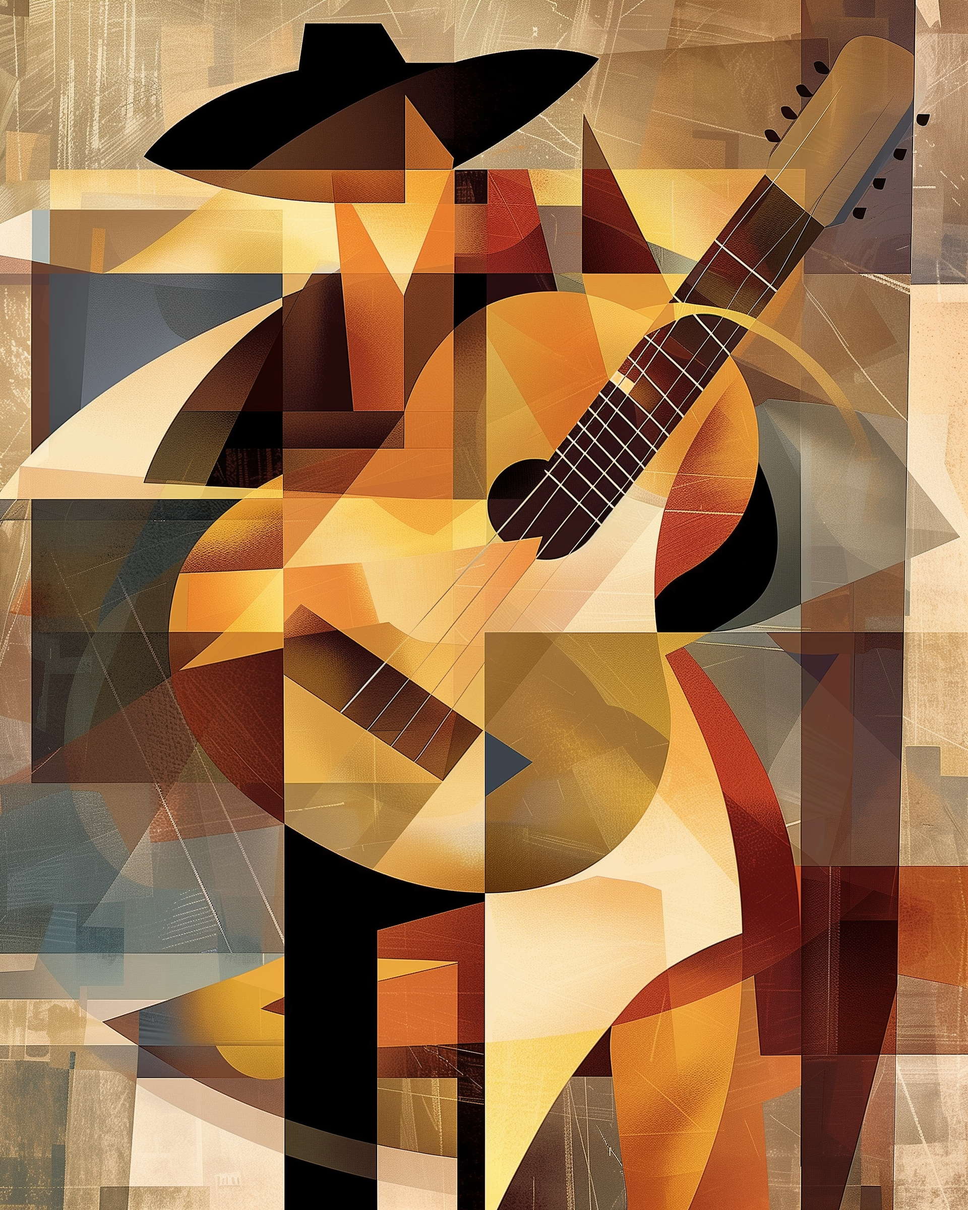 Abstract Harmony - Guitarist Framed Wall Art for Living Room, Bedroom or Office