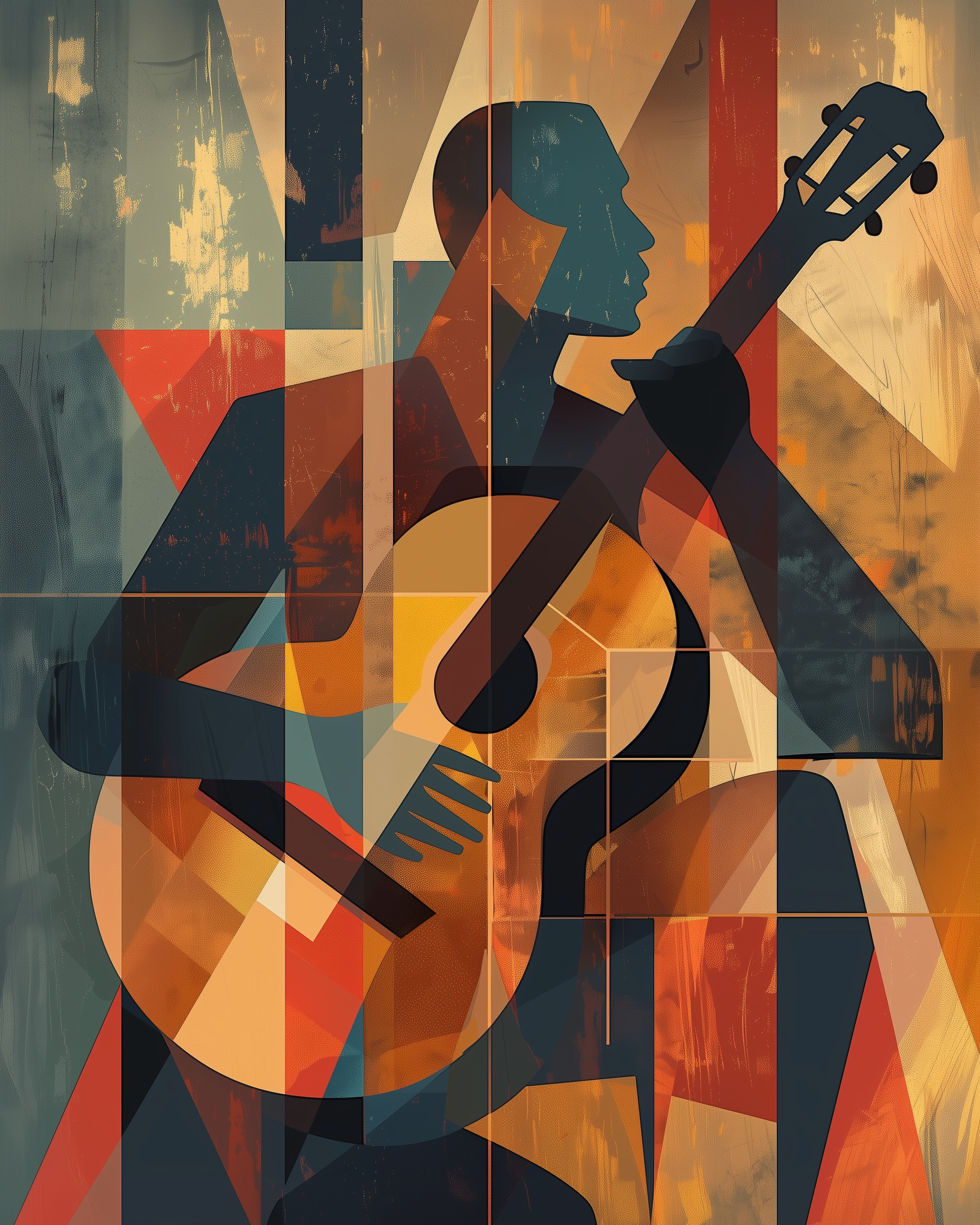 Soulful Melody - Guitarist Framed Wall Art for Living Room, Bedroom or Office