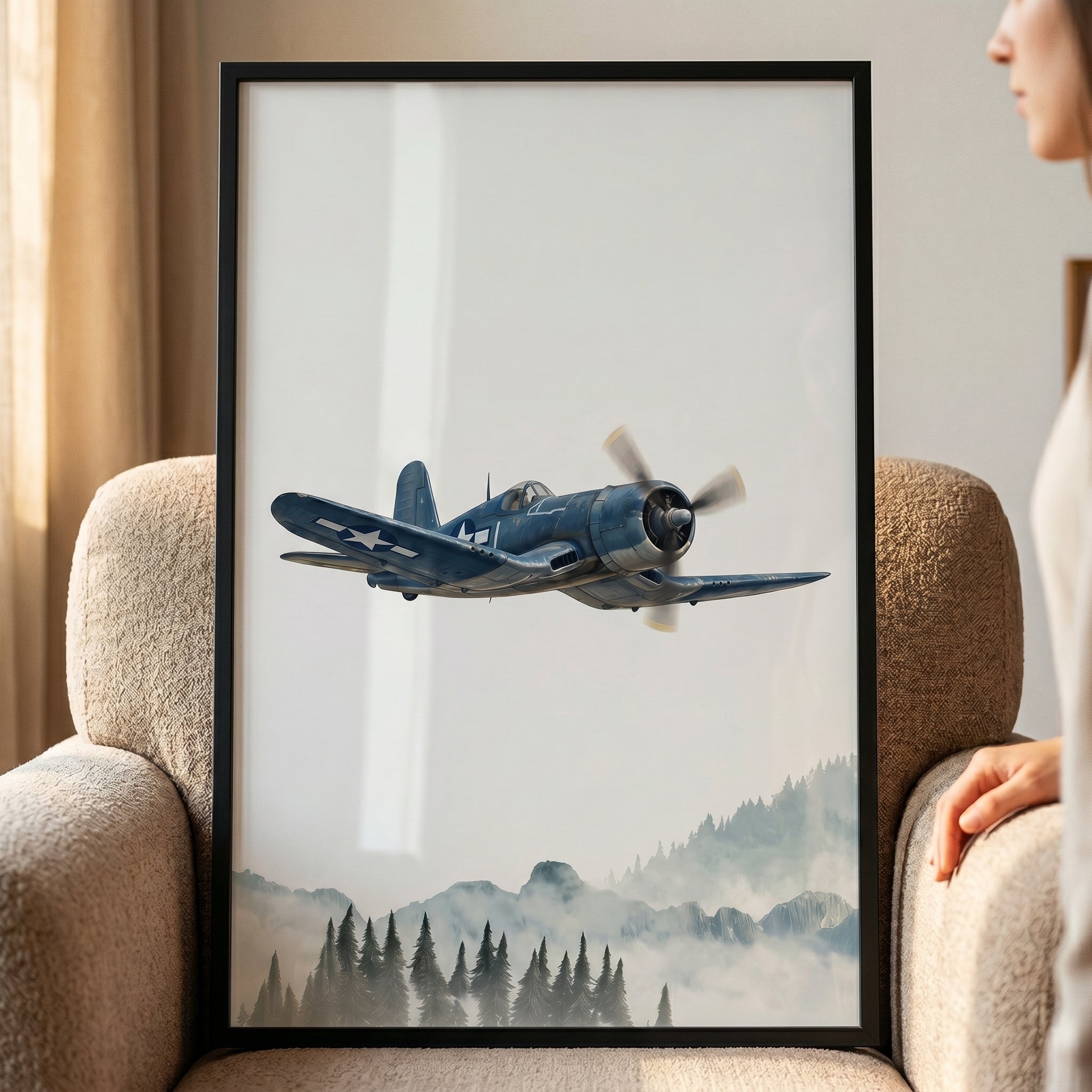 Gull Wing Blue Airplane Wall Art - Azure Wings Soaring