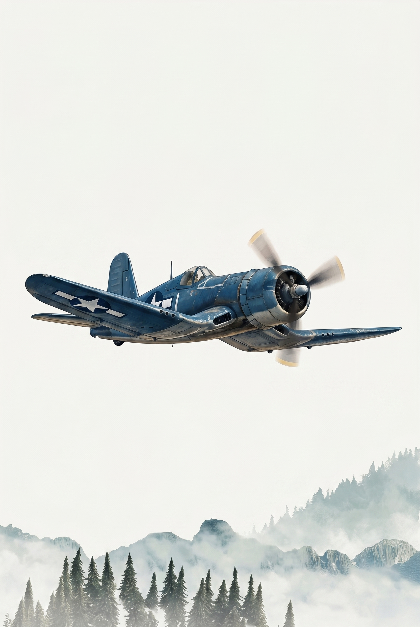 Gull Wing Blue Airplane Wall Art - Azure Wings Soaring