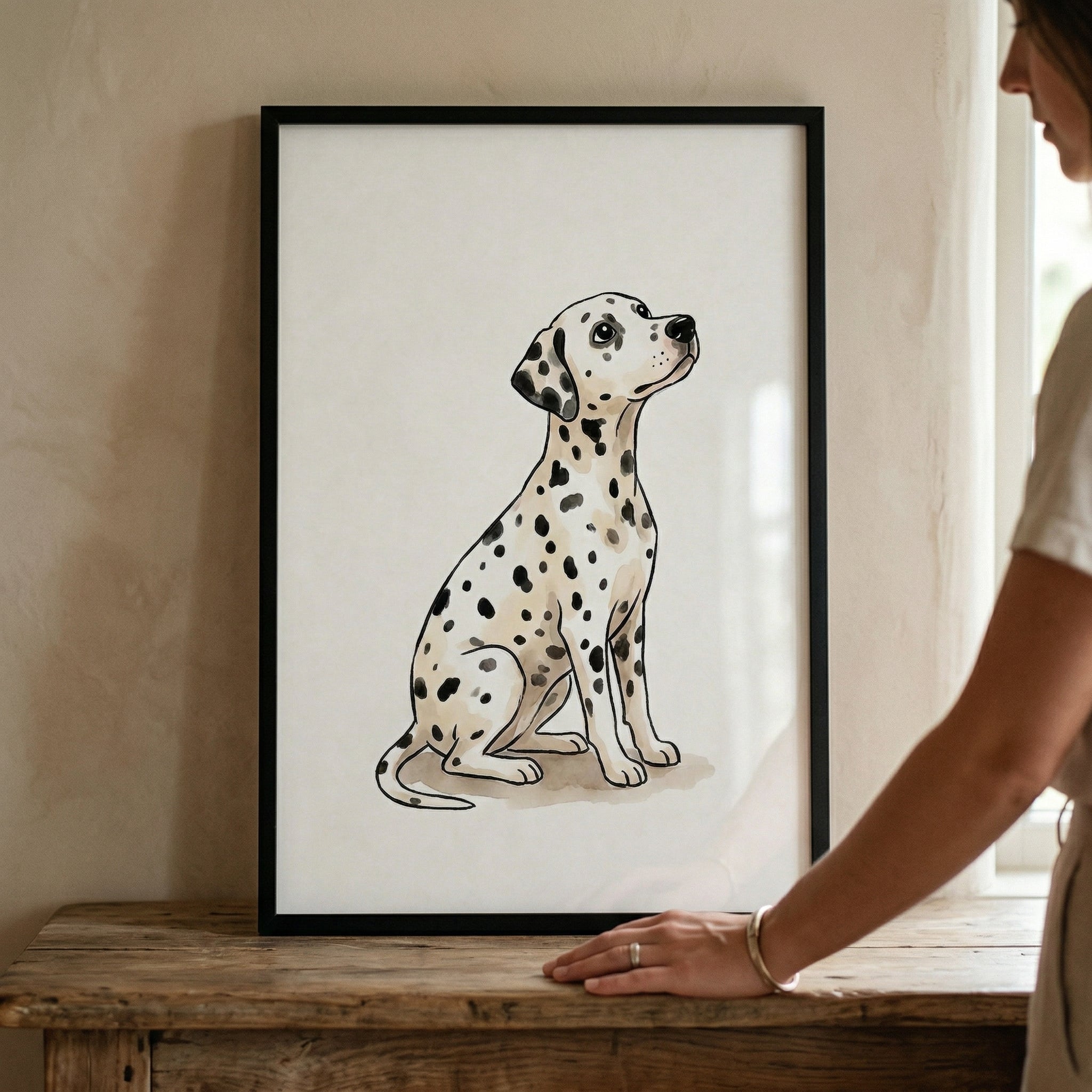 Hand Drawn Spotted Dalmatian Wall Art | Spotted Dog Print