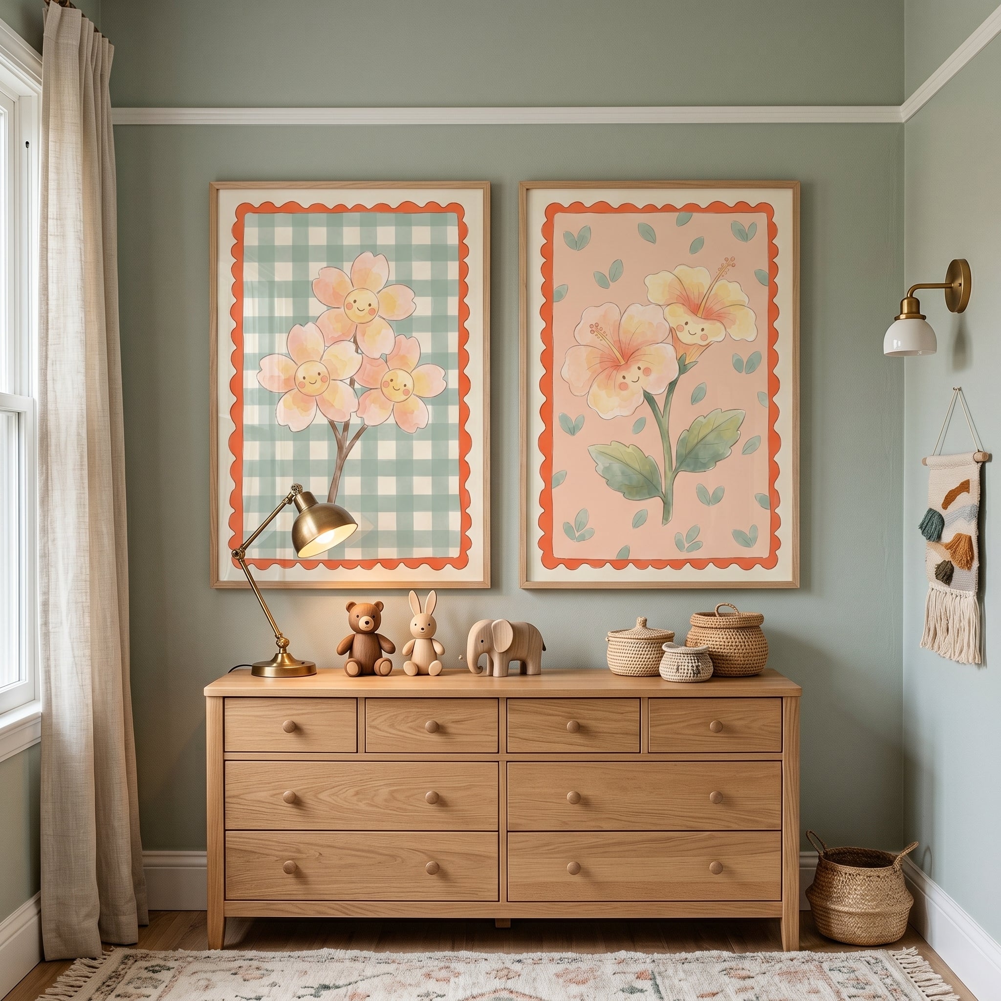 Happy Expression Smiling Flower Print Set of 2 - Happy Bloom Duo