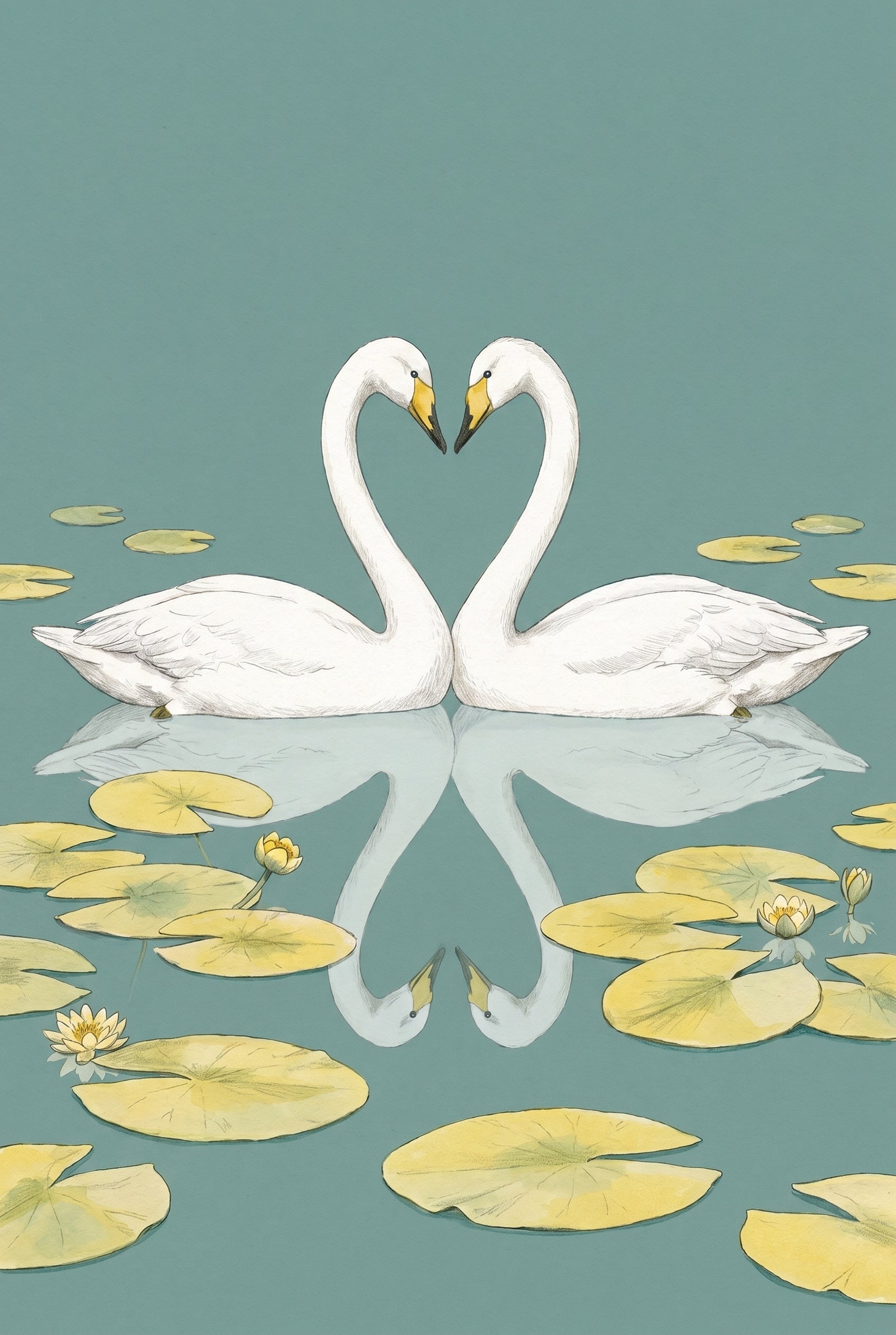 Heart Neck White Swan Wall Art - Eternal Swan Love