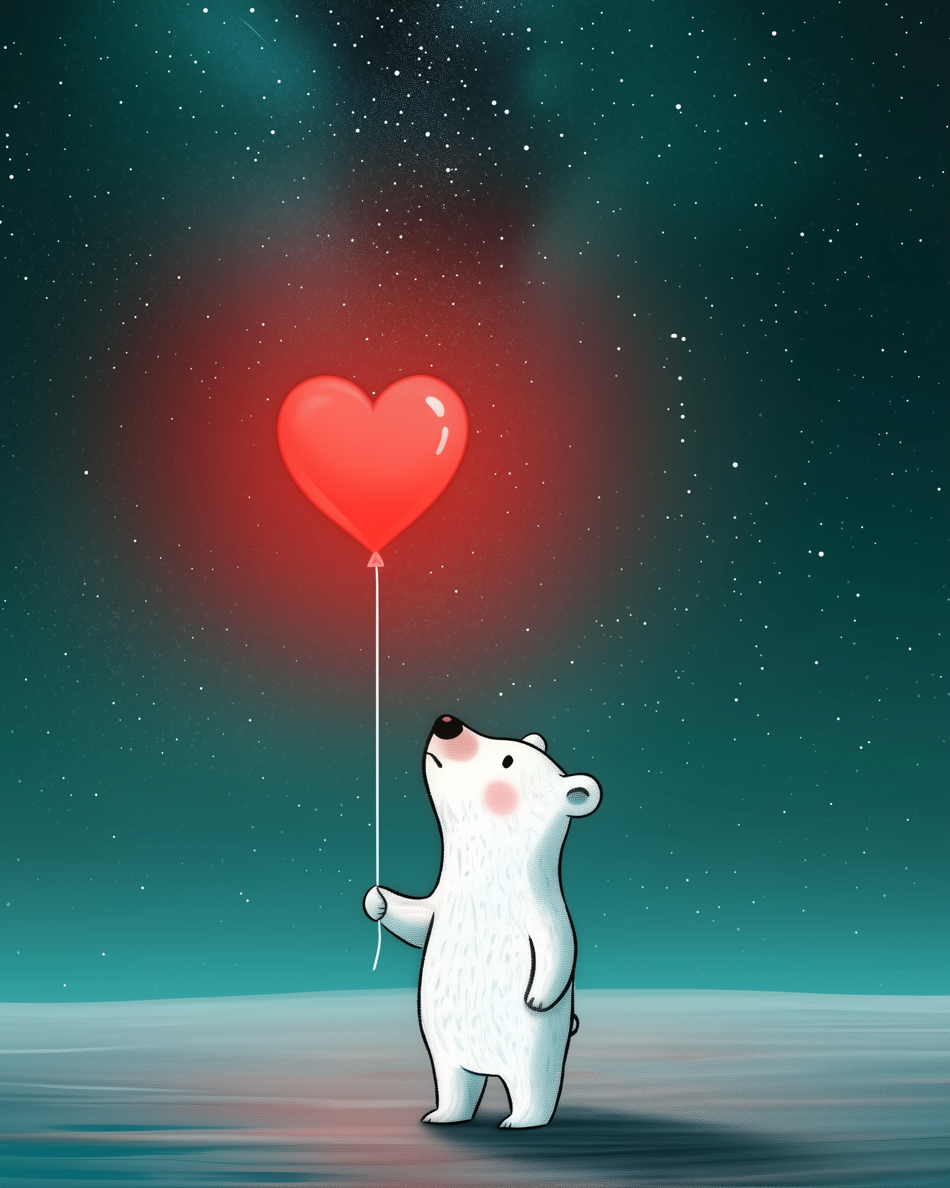 Love Light Bear - Heart Wall Art for Nursery, Playroom or Kids Bedrooms