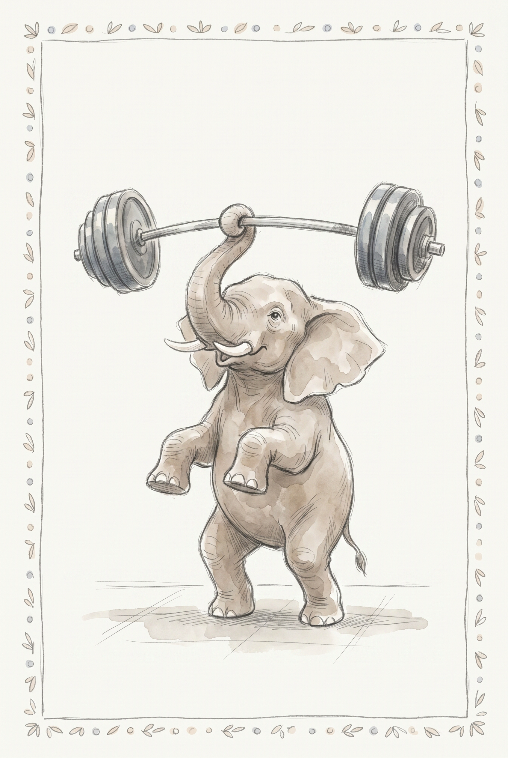 Heavy Barbell Elephant Wall Art - Strong Elephant Lift