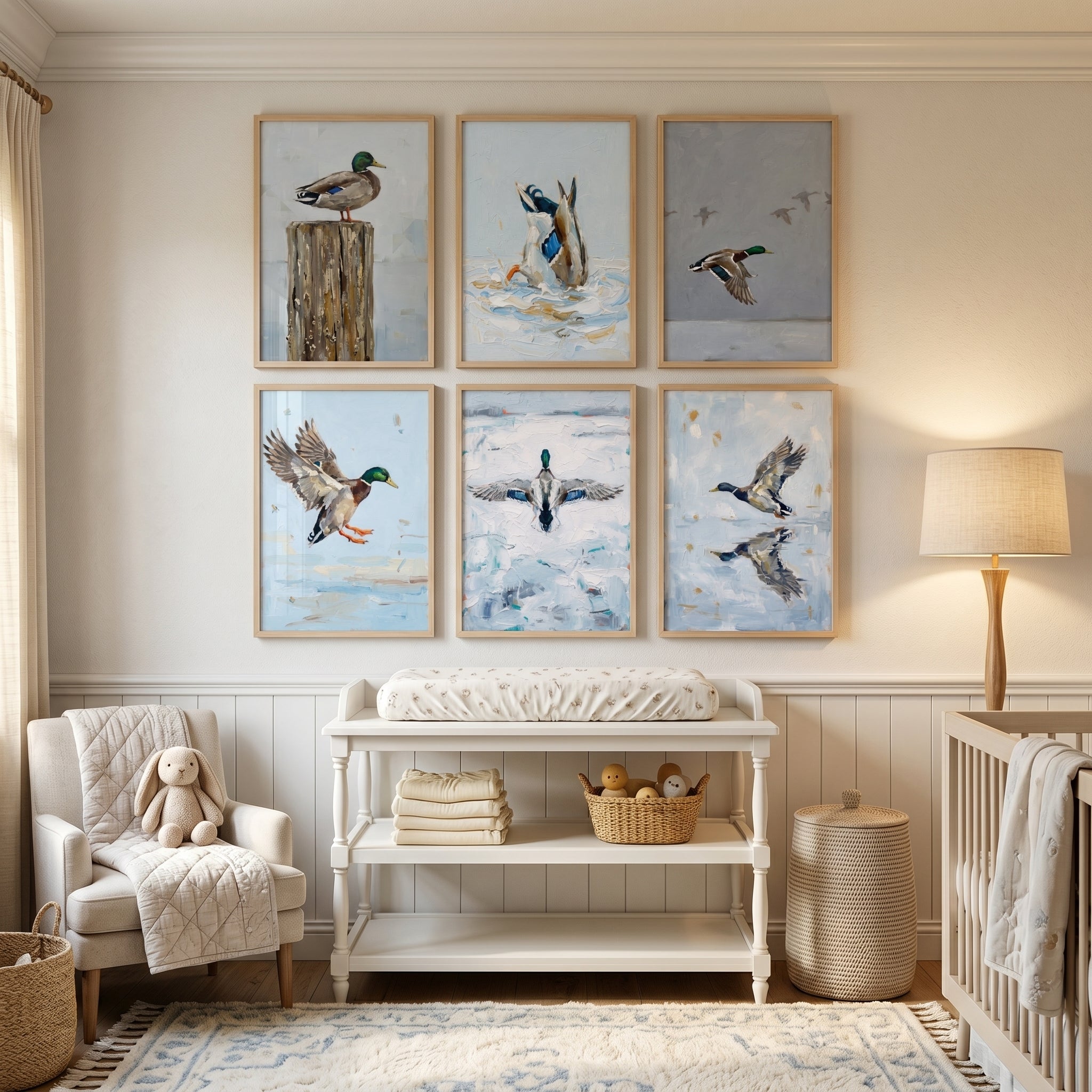 Heavy Texture Mallard Duck Wall Art Set of 6 - Mallard Life Study
