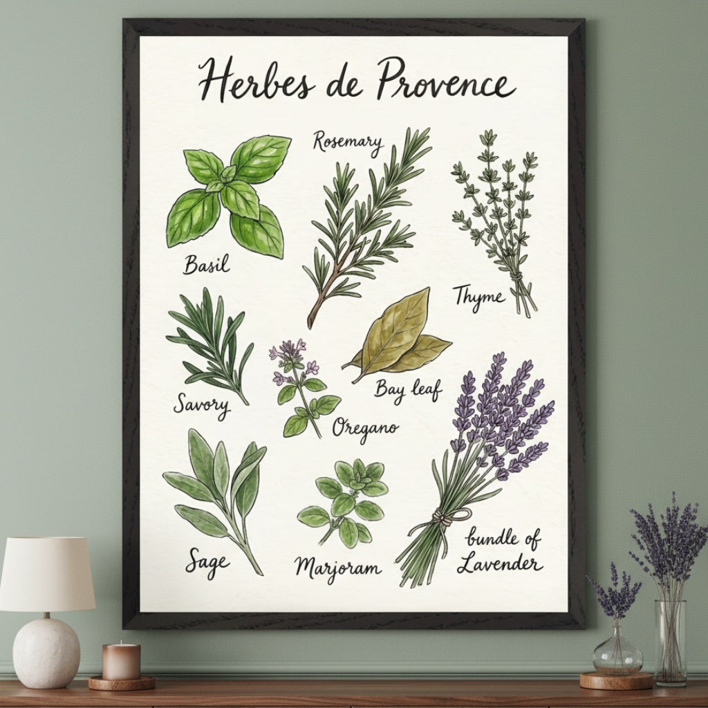 Culinary Muse - Herbs Framed Wall Art for Living Room, Bedroom or Office