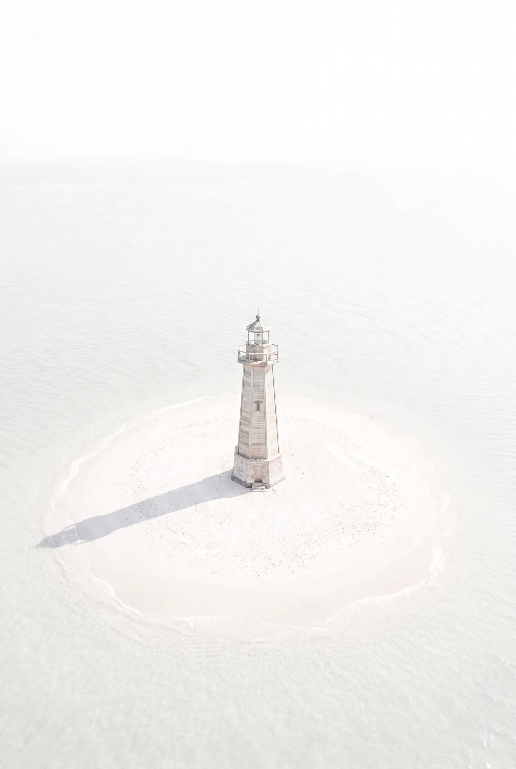 High Key Minimalist Lighthouse Wall Art - Solitary Beacon Island