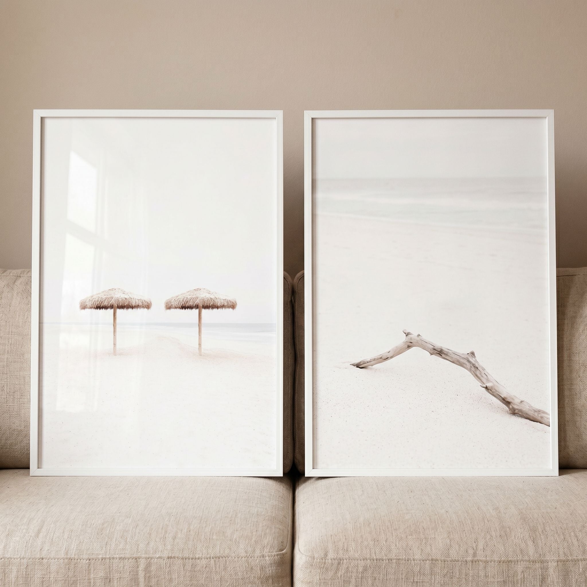 High Key Neutral Beach Wall Art Set Of 2 - Sun Bleached Sands