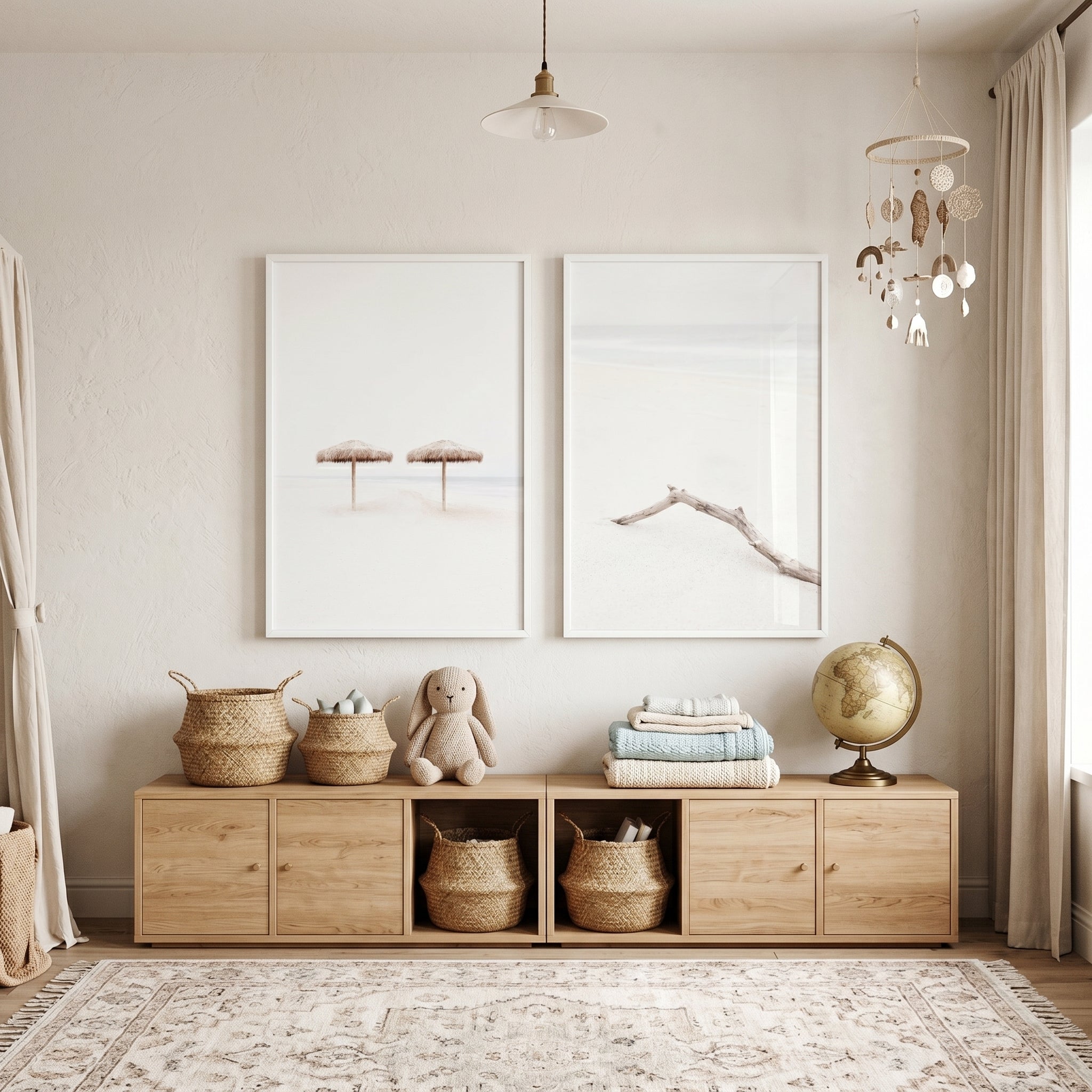High Key Neutral Beach Wall Art Set Of 2 - Sun Bleached Sands