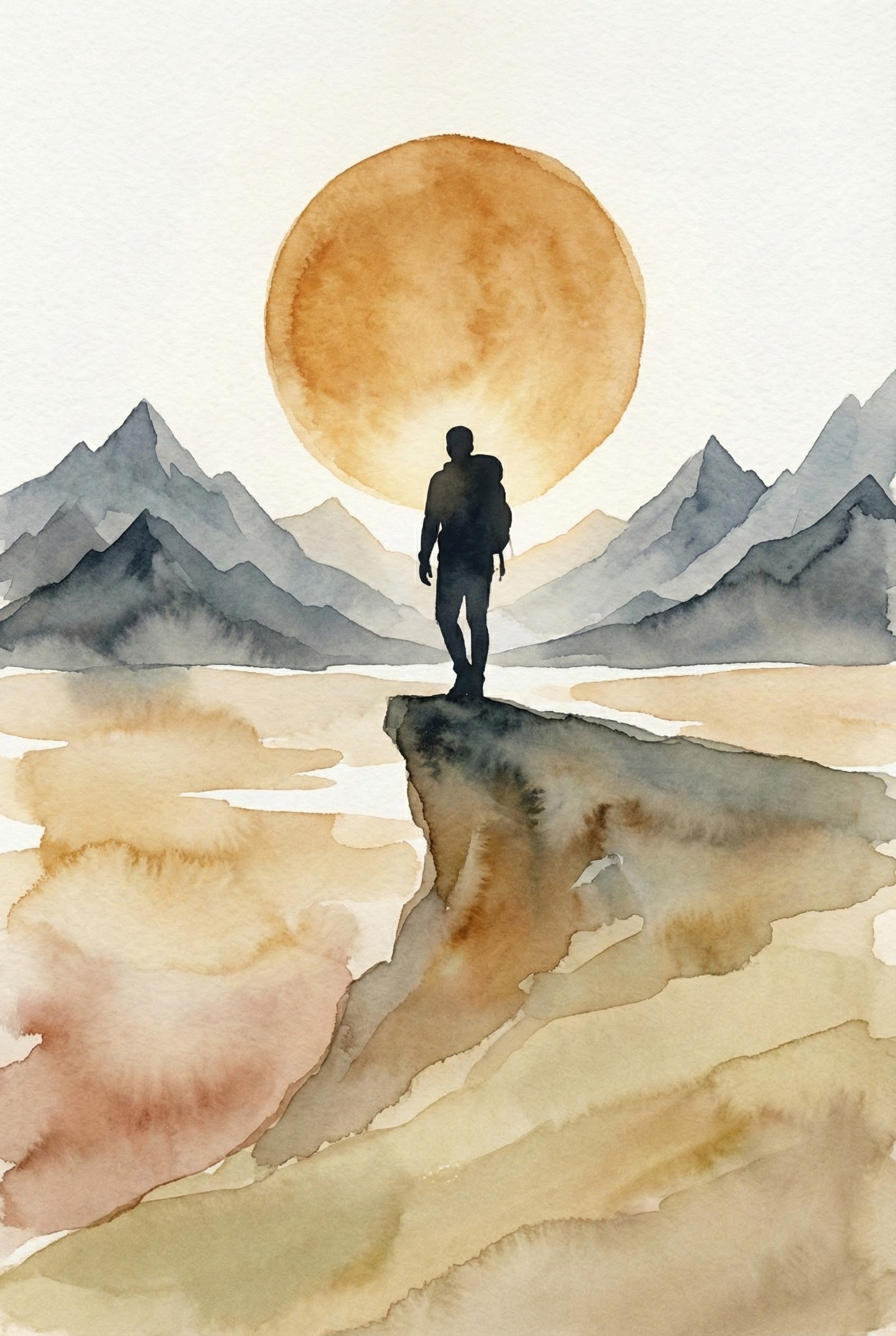 Wanderer's Vista - Hiker Framed Wall Art for Living Room, Bedroom or Office