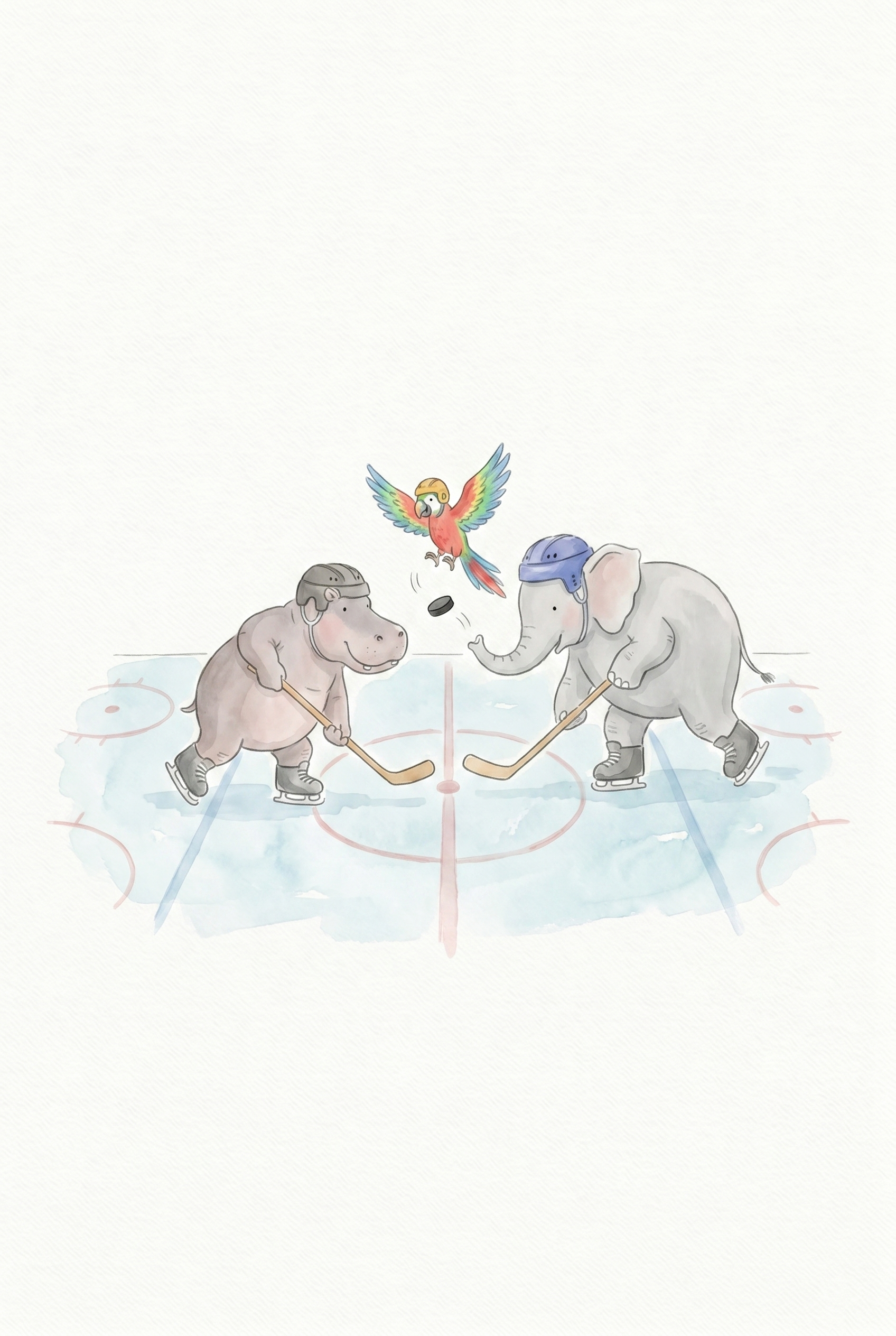 Hockey Stick Skating Animals Wall Art - Icy Safari Game