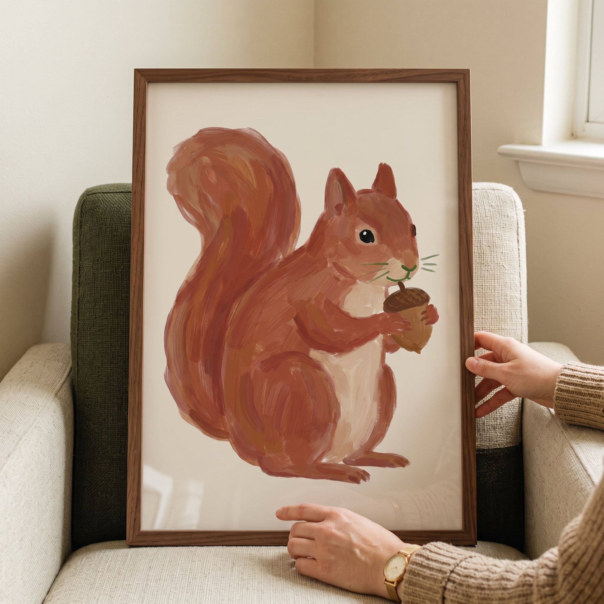 Holding Acorn Red Squirrel Wall Art - Nutty Little Friend