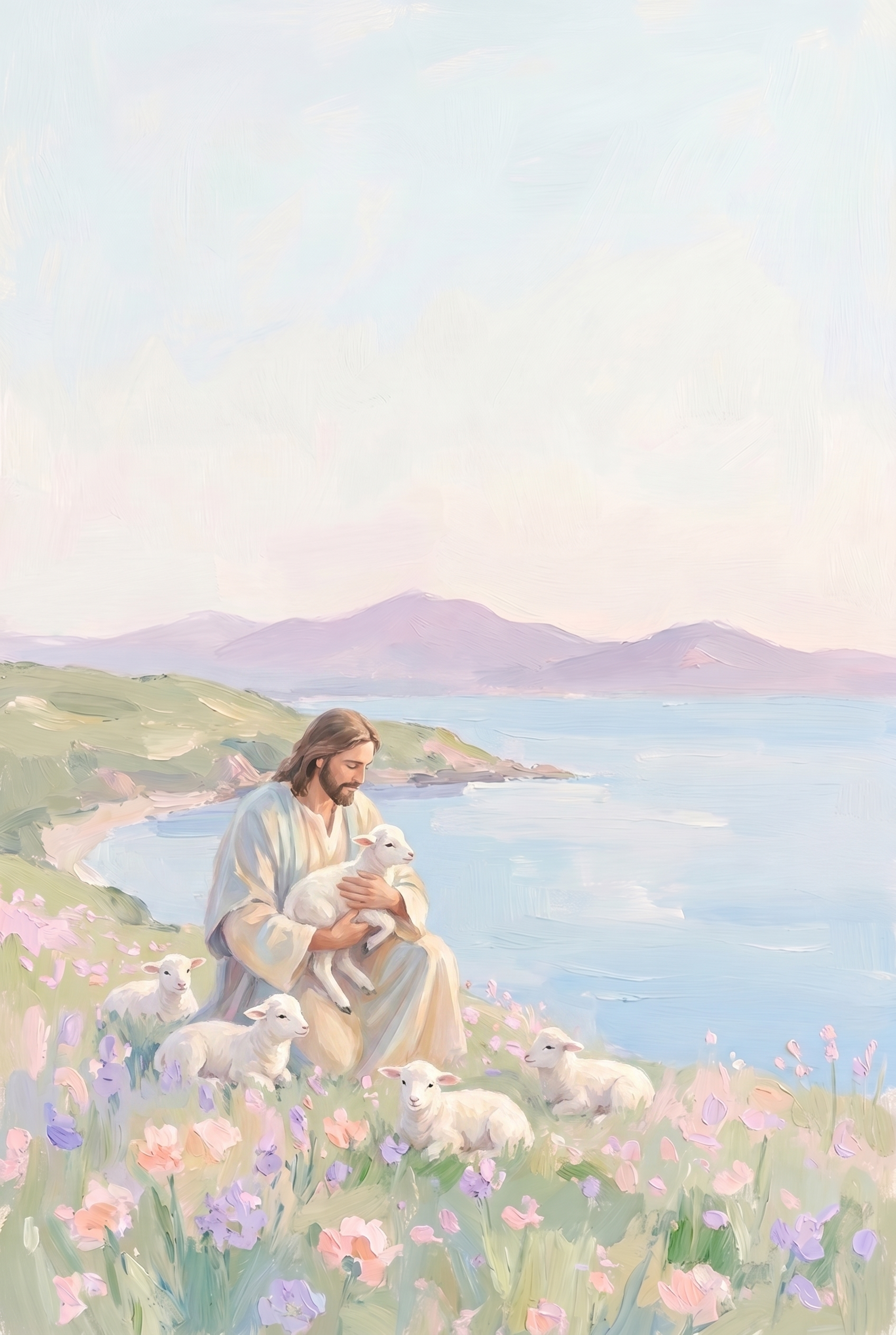 Holding Baby Lamb Jesus Artwork - Jesus And Lambs