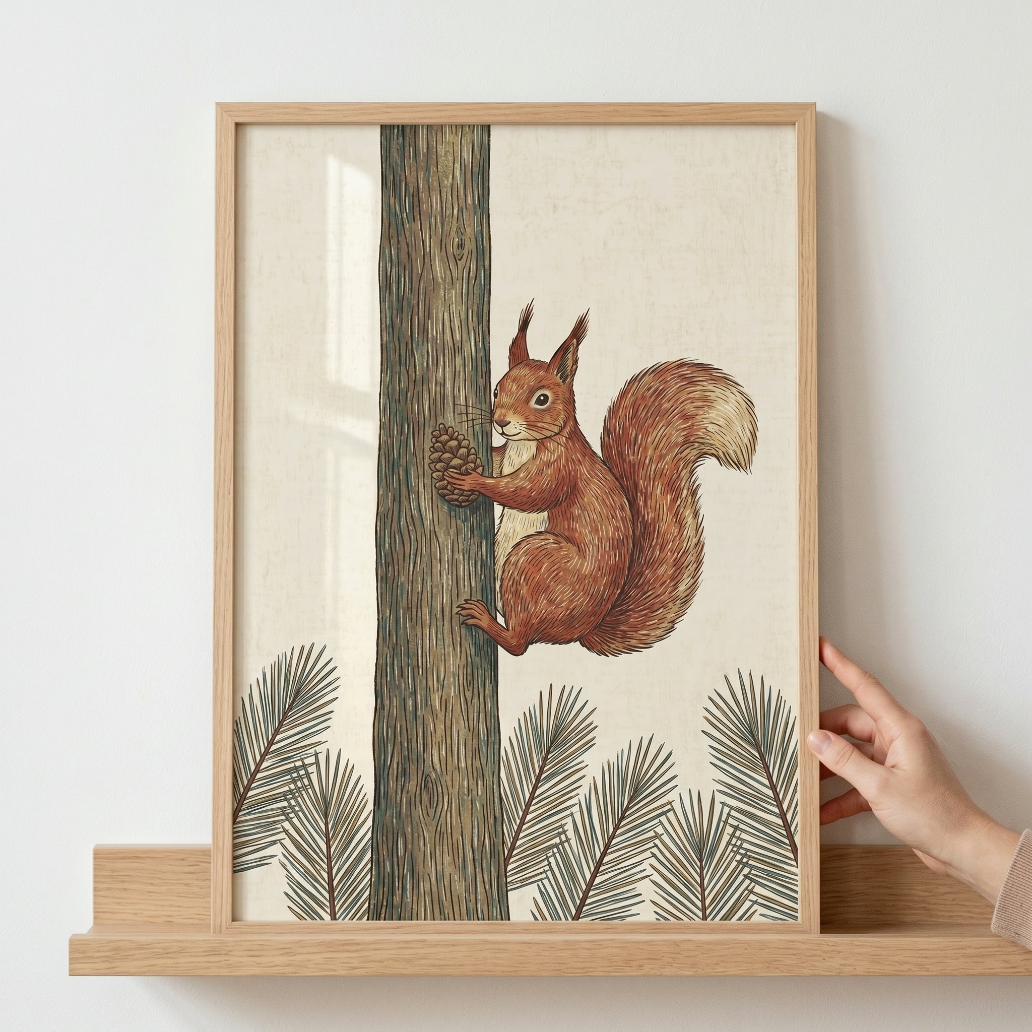 Holding Pinecone Red Squirrel Wall Art - Squirrel's Forest Snack