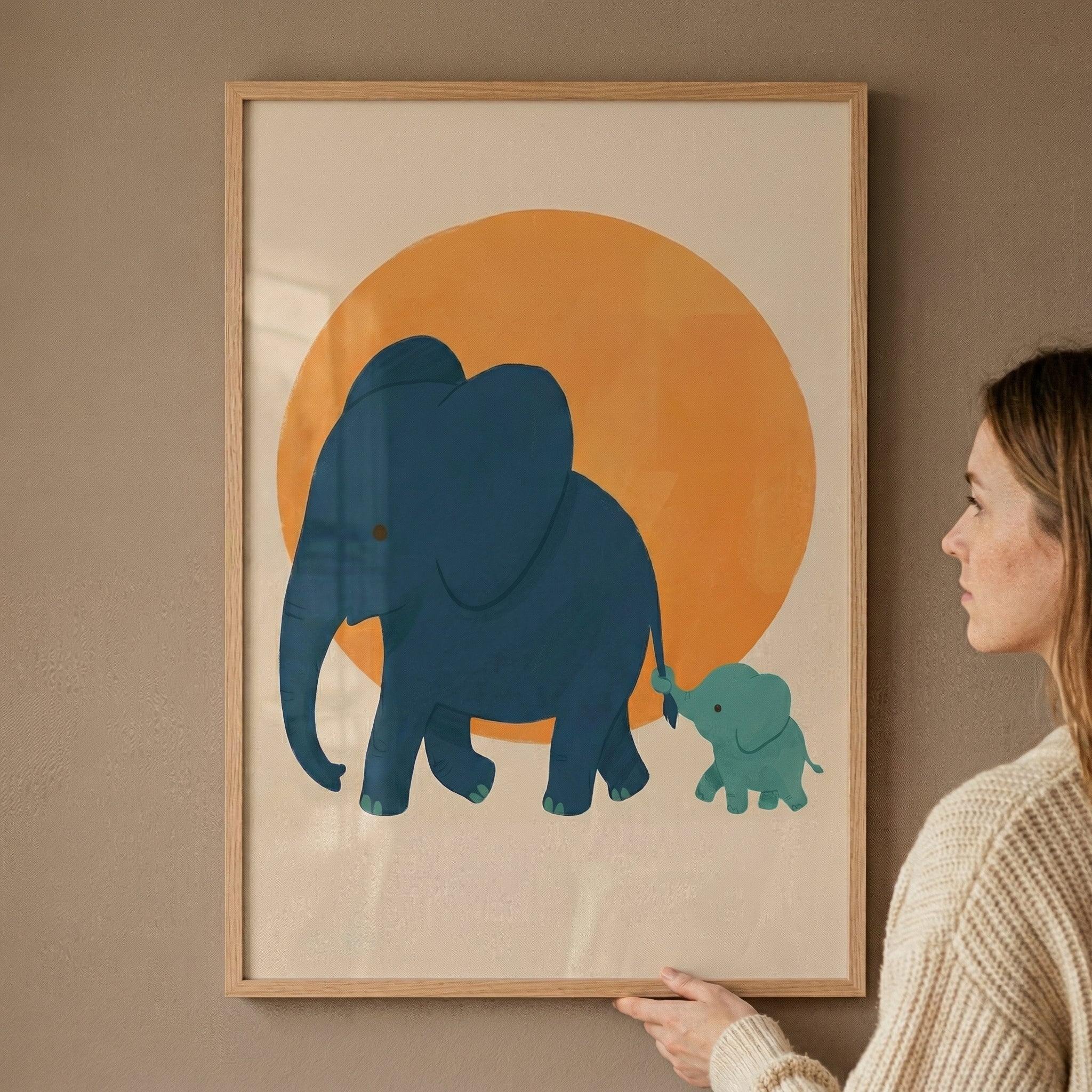 Holding Tail Baby Elephant Wall Art - Little Trunk Trail