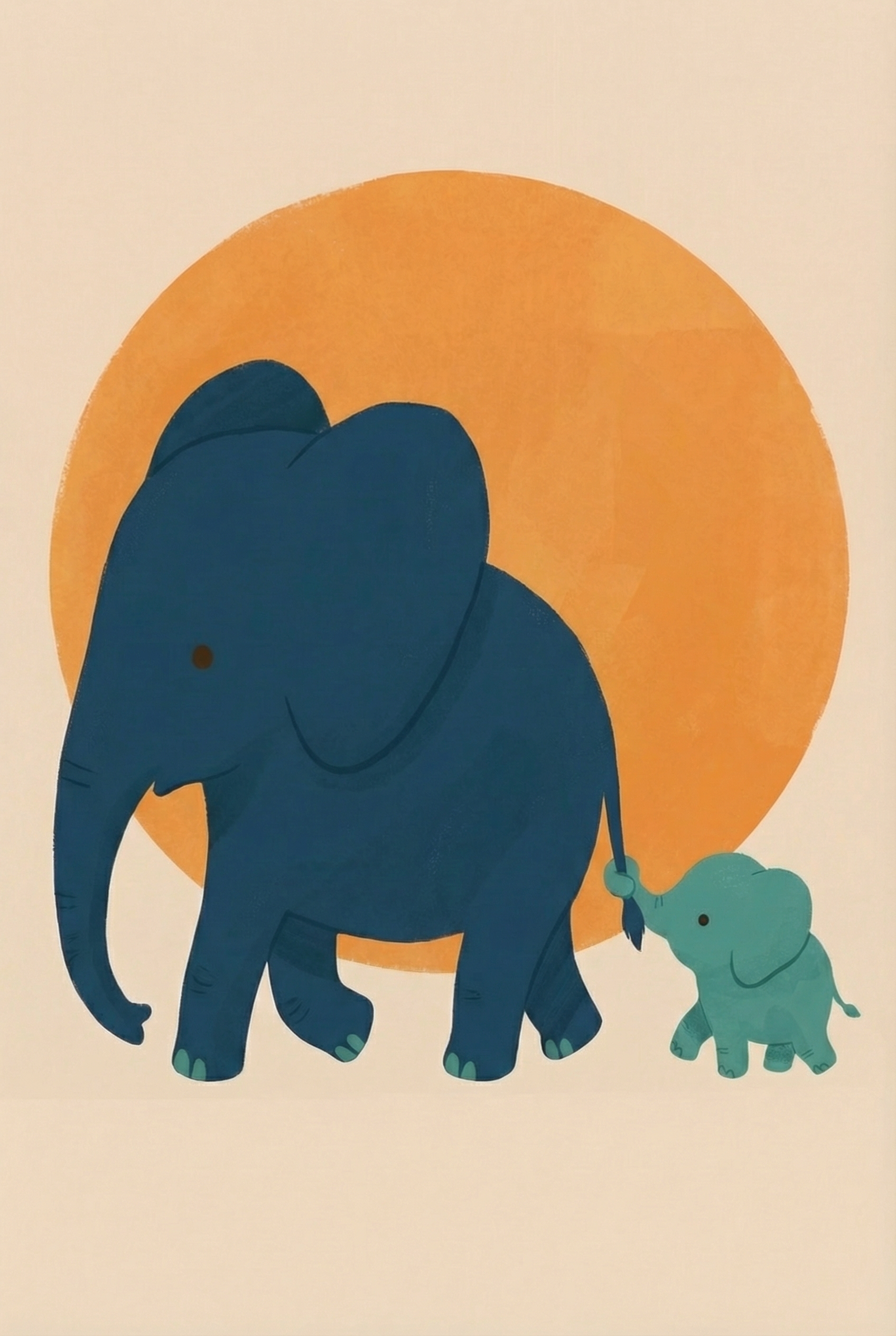Holding Tail Baby Elephant Wall Art - Little Trunk Trail