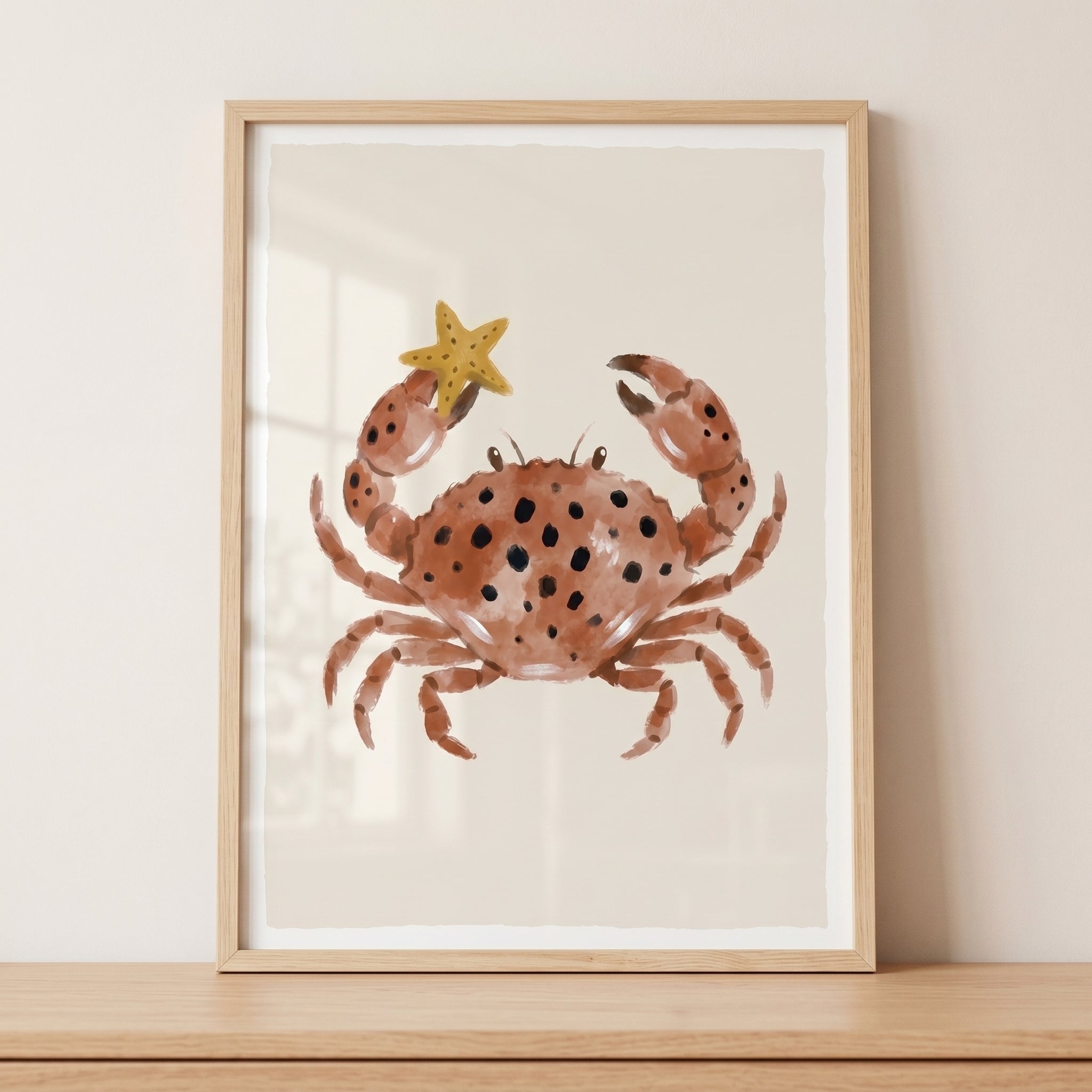 Holding Yellow Starfish Crab Wall Art - Starry Sea Friend