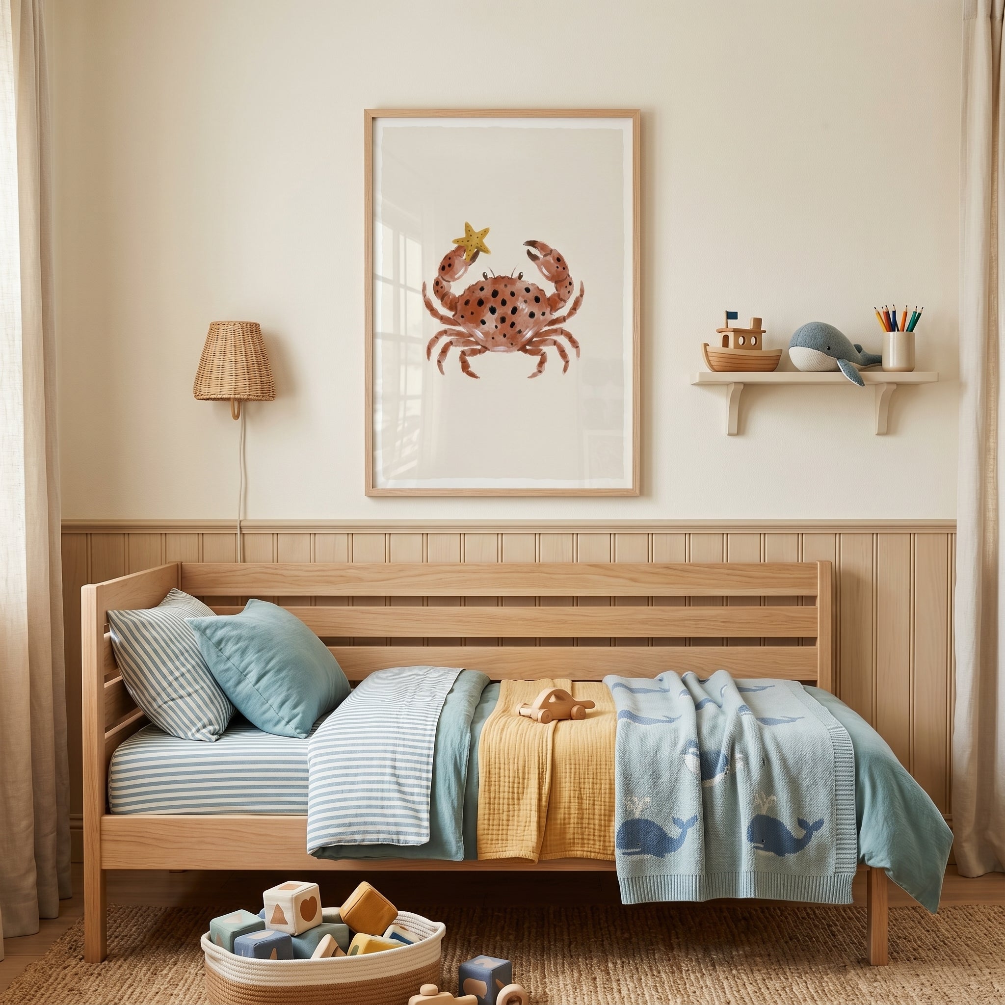 Holding Yellow Starfish Crab Wall Art - Starry Sea Friend