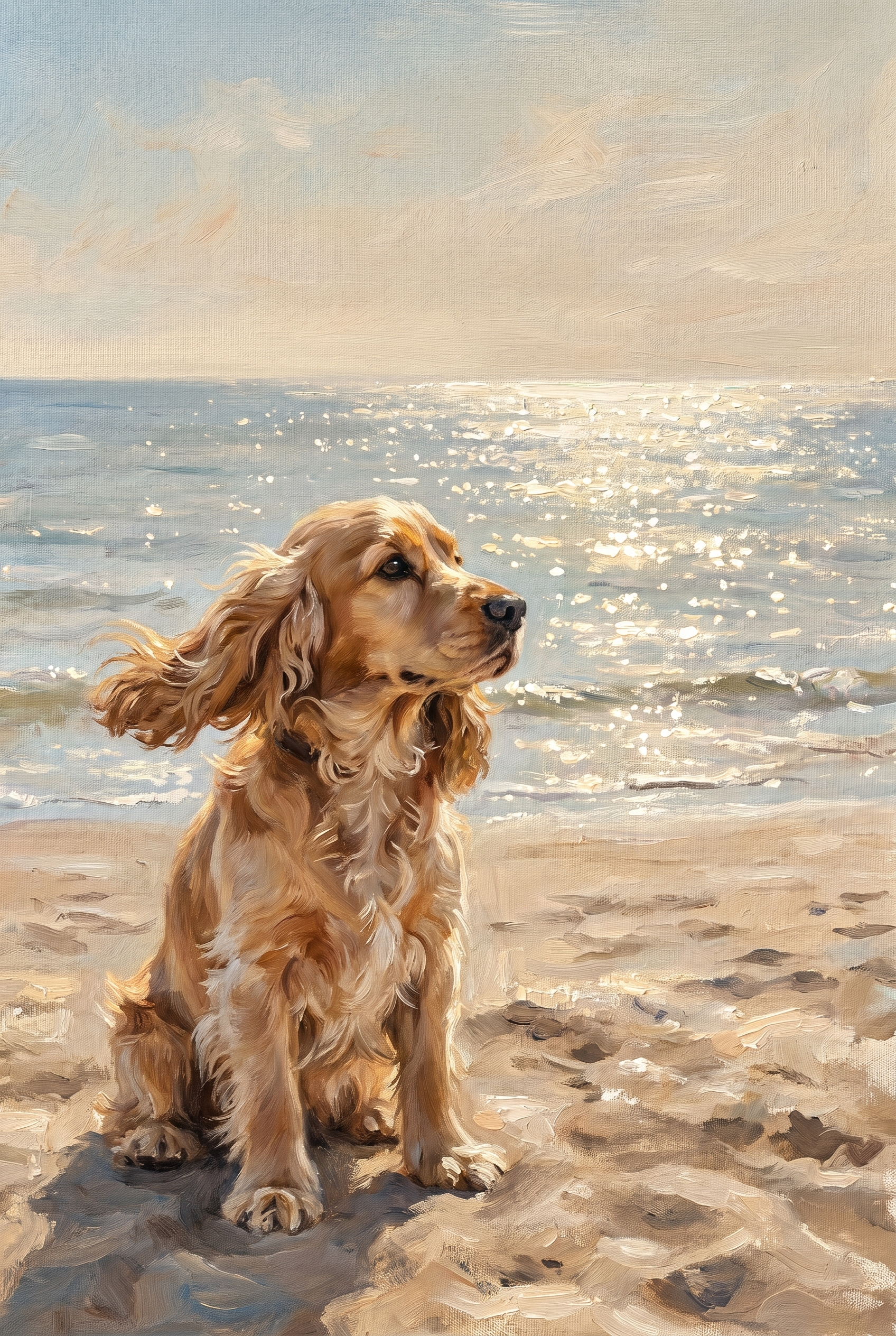 Honey Colored Cocker Spaniel Dog Artwork - Golden Shore Spaniel