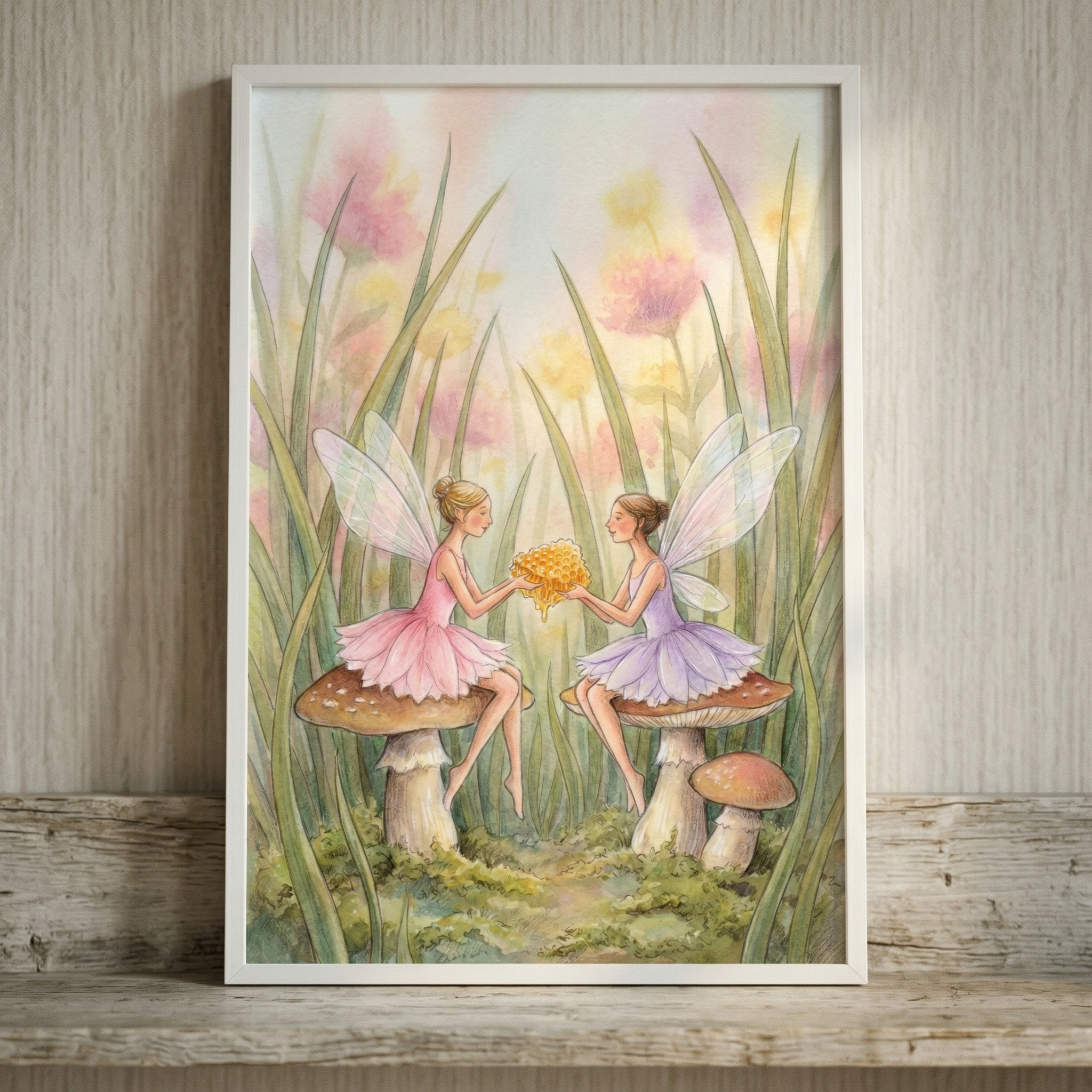 Honeycomb Sharing Fairies Wall Art - Shared Forest Sweetness