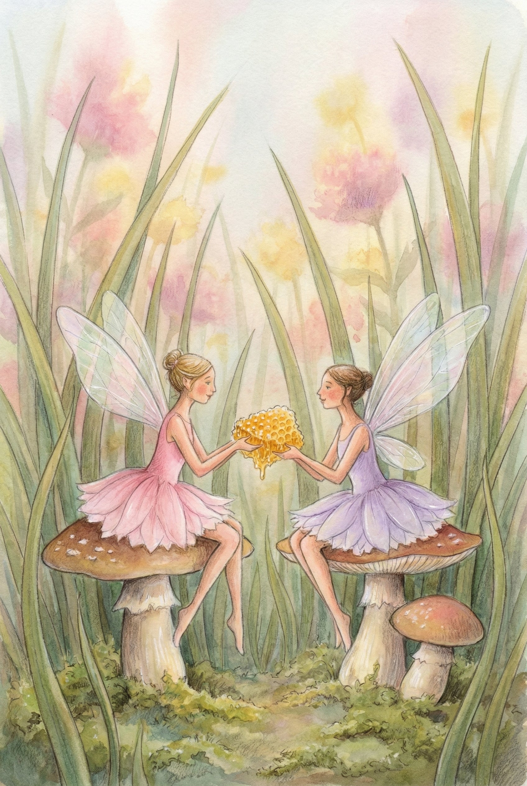 Honeycomb Sharing Fairies Wall Art - Shared Forest Sweetness