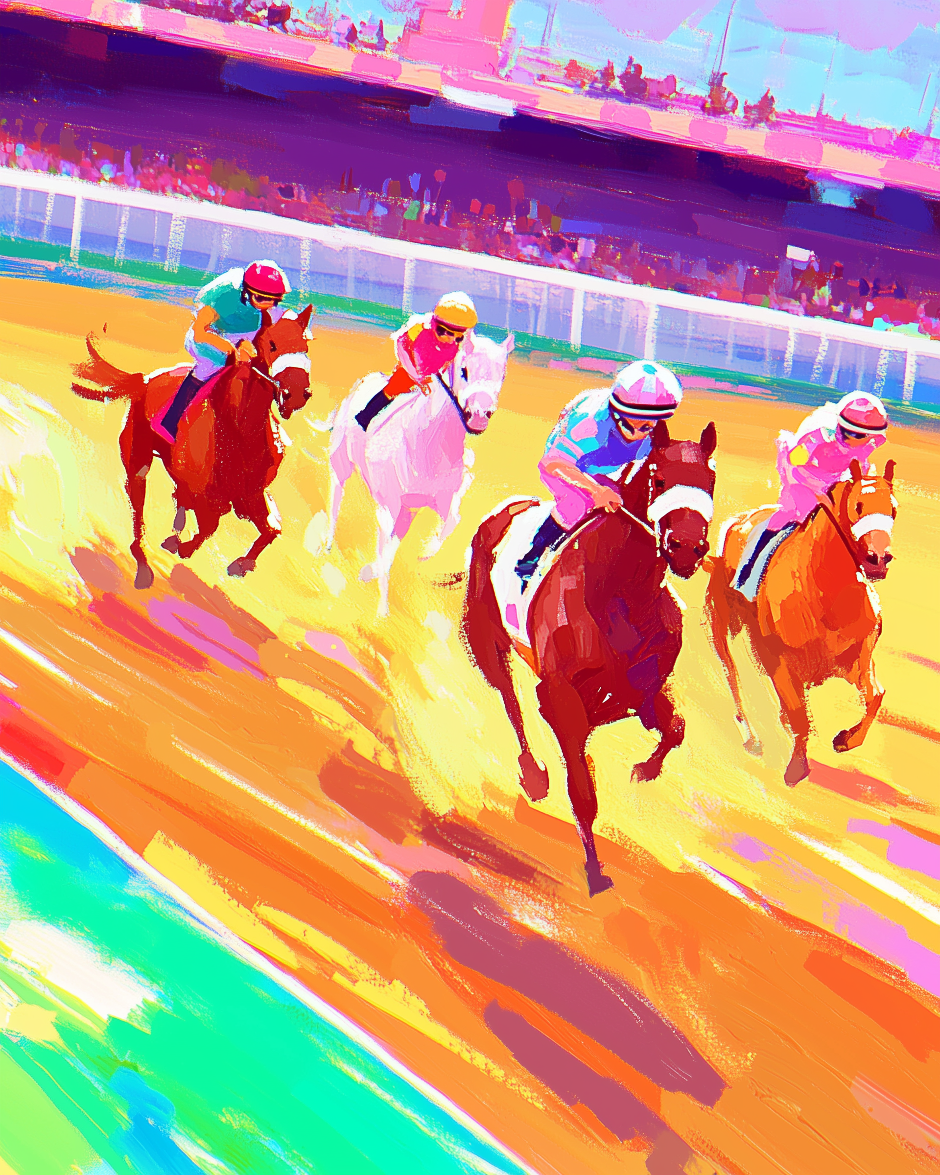 Vibrant Pursuit - Horse Race Wall Art for Living Room, Bedroom or Office