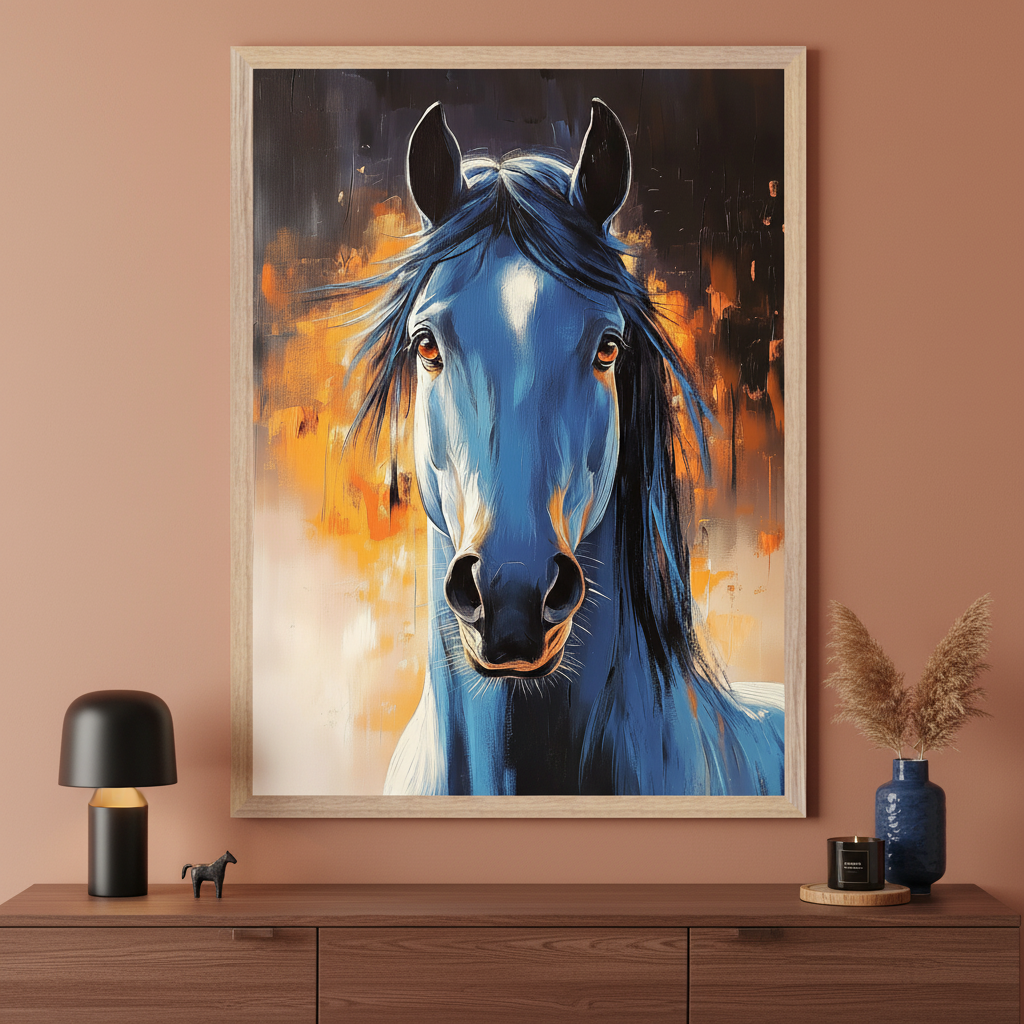 Sapphire Soul - Horse Wall Art for Living Room, Bedroom or Office