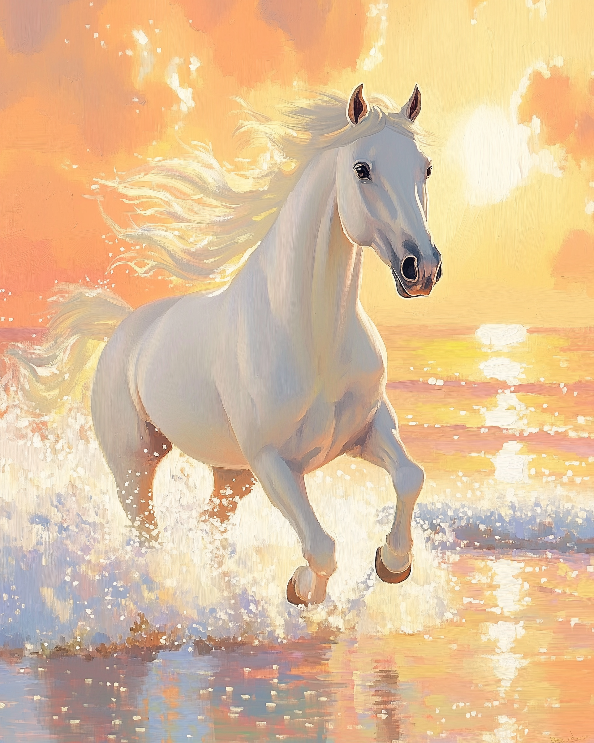Sunlit Majesty - Horse Wall Art for Living Room, Bedroom or Office