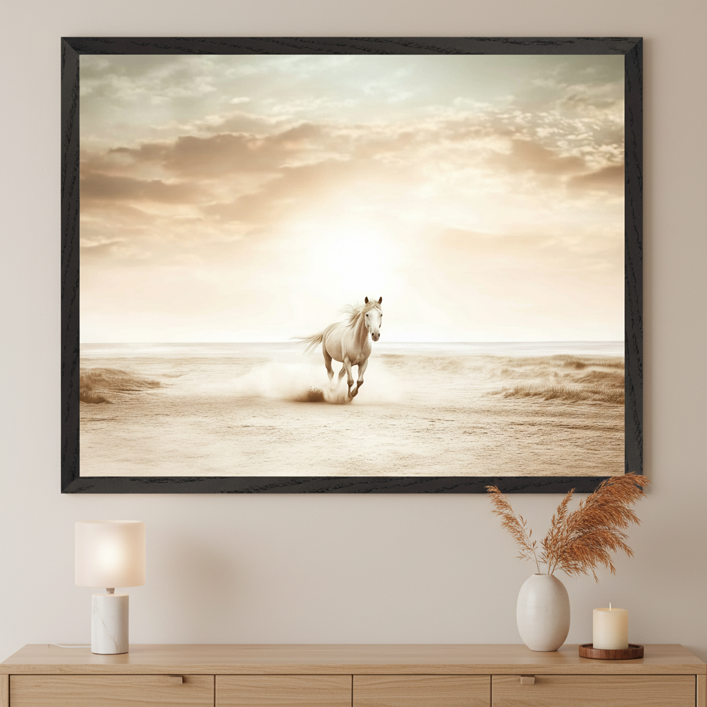 Ethereal Strides - Horse Framed Wall Art for Living Room, Bedroom or Office
